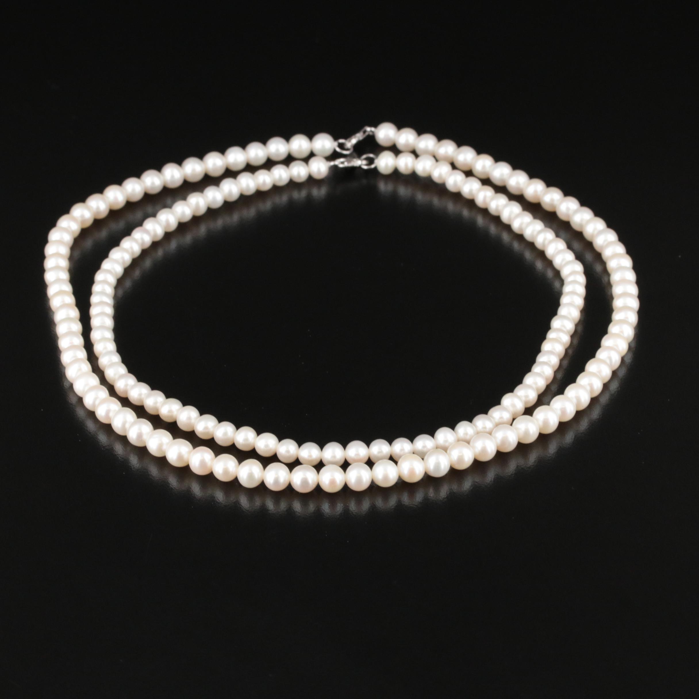 Pearl Necklaces with Sterling Clasps