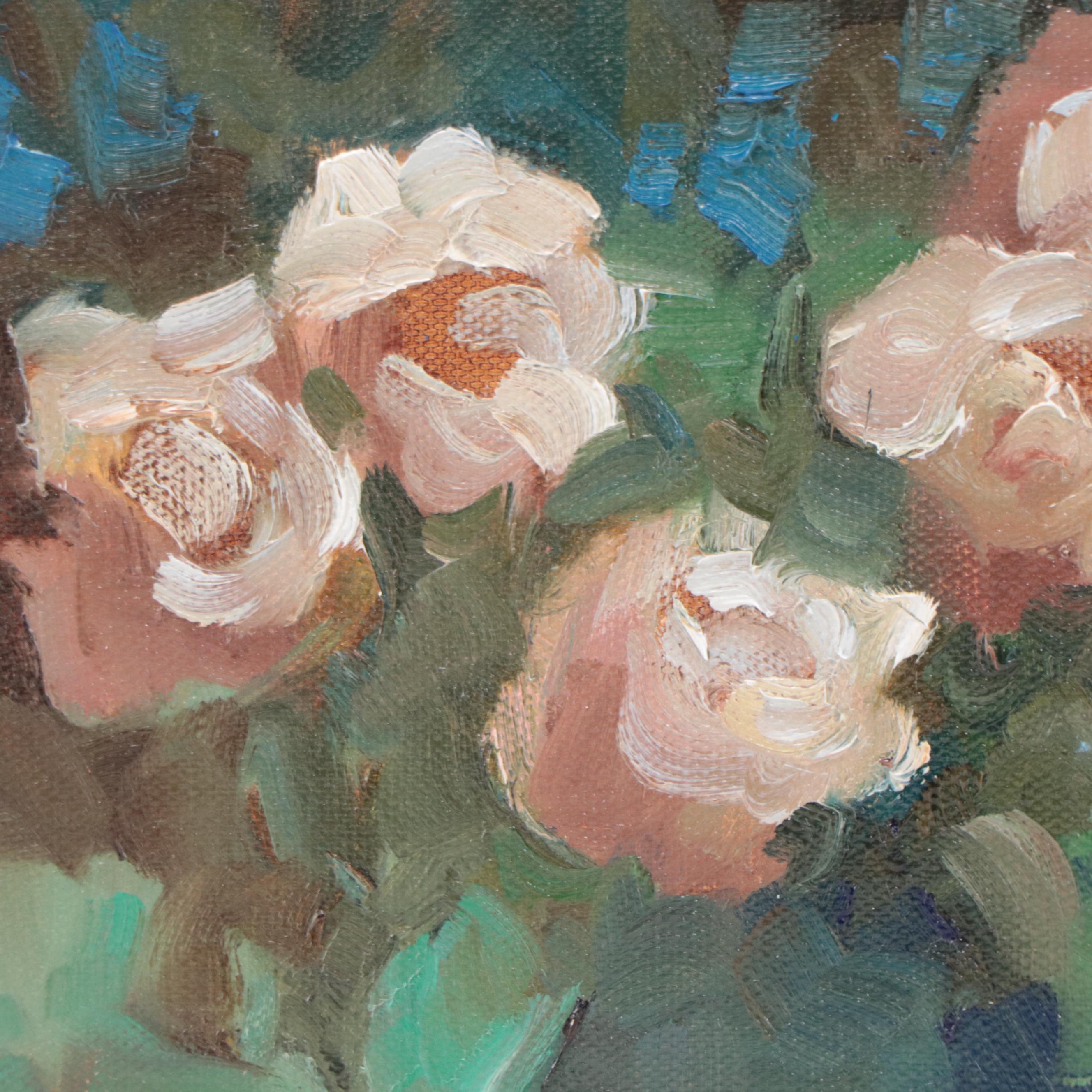 Sally Rosenbaum Floral Still Life Oil Painting, 21st Century