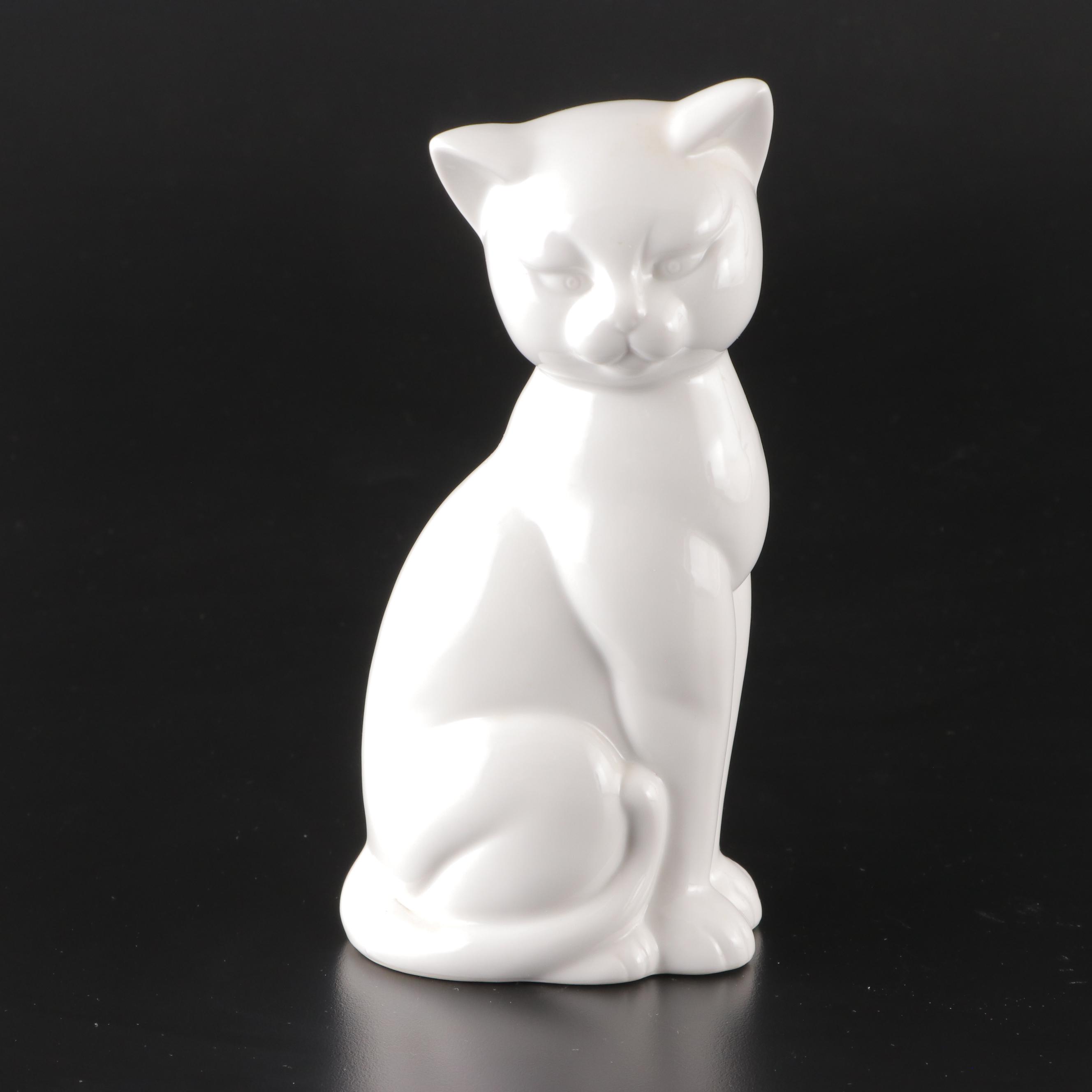 Pair of Japanese Porcelain Cat Figurines