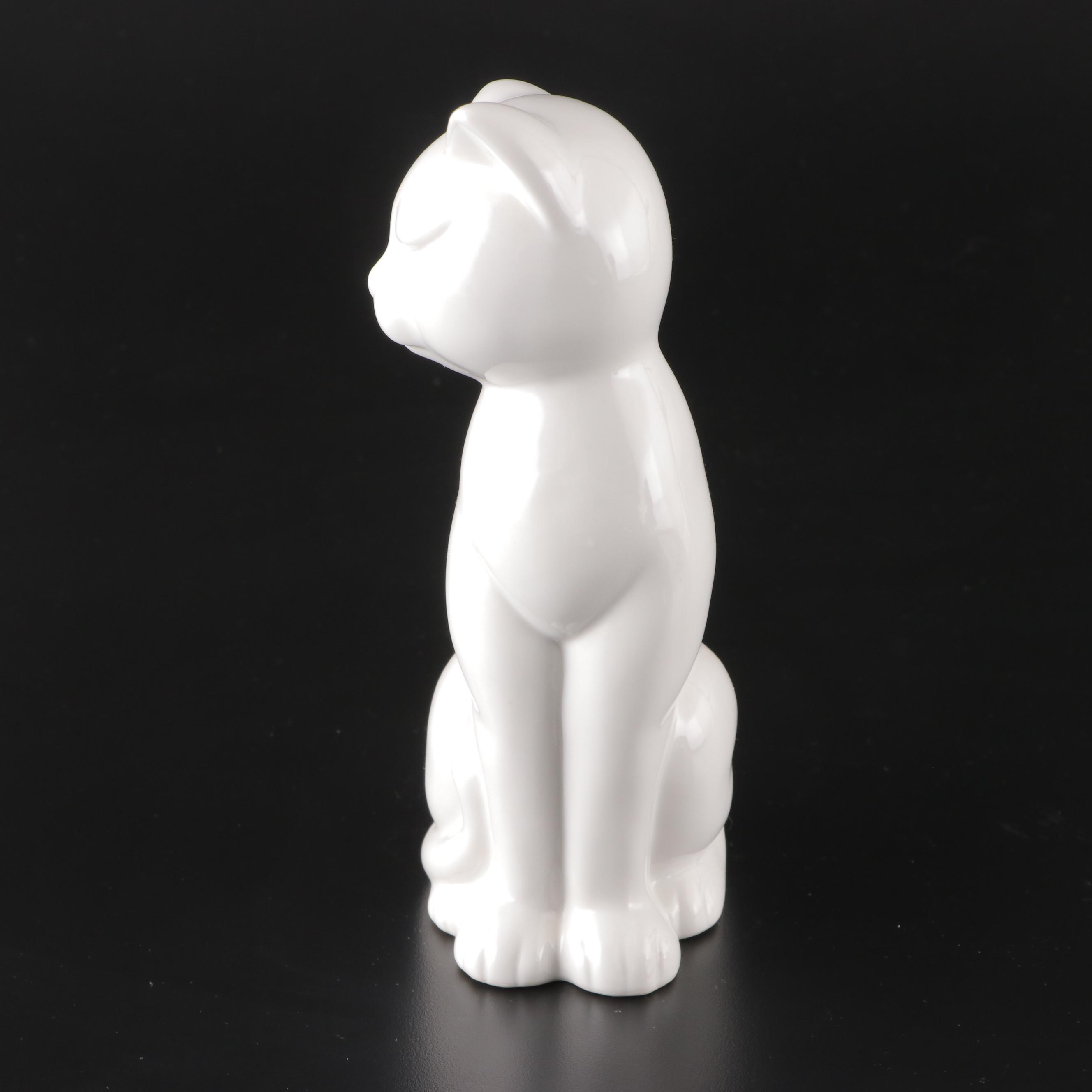 Pair of Japanese Porcelain Cat Figurines