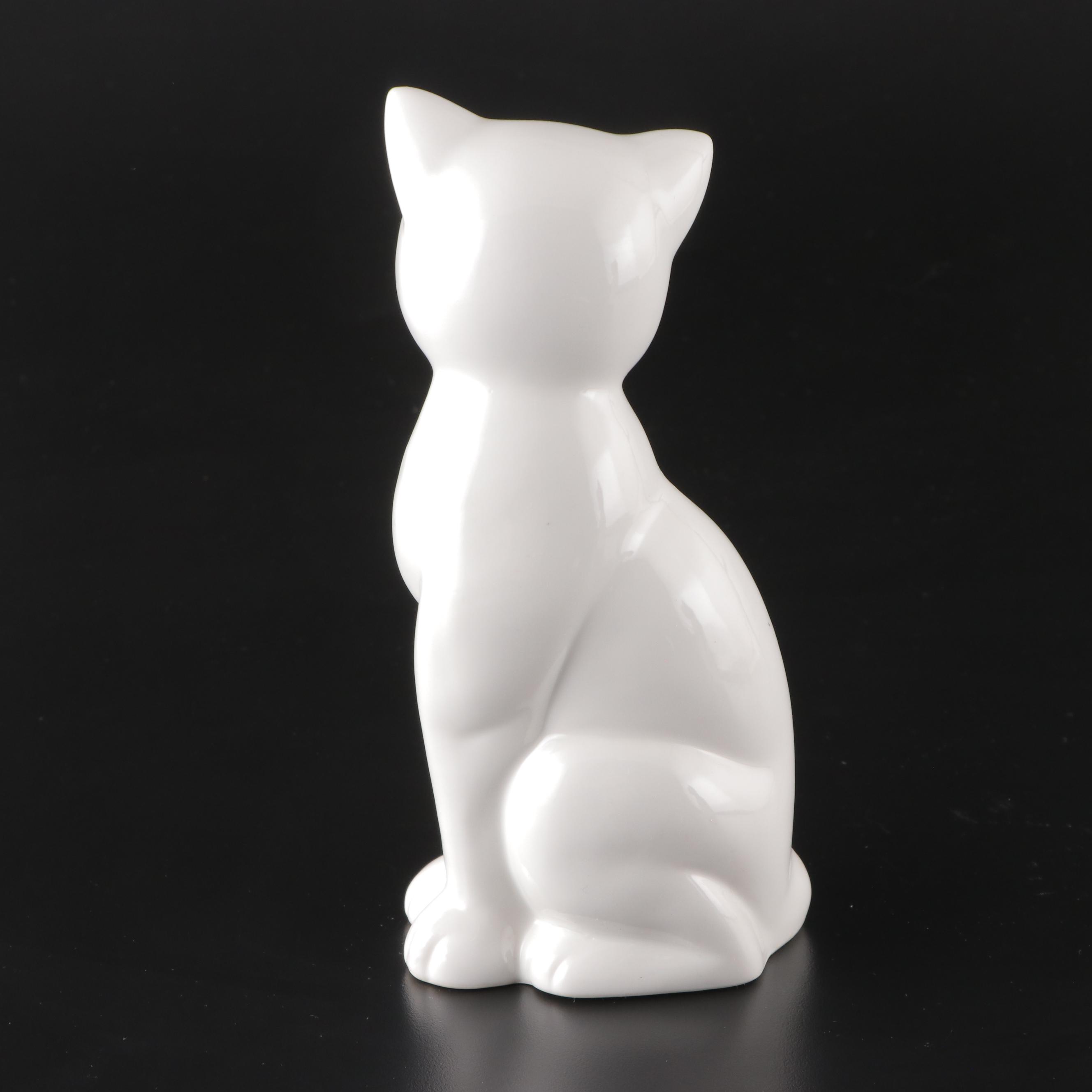 Pair of Japanese Porcelain Cat Figurines