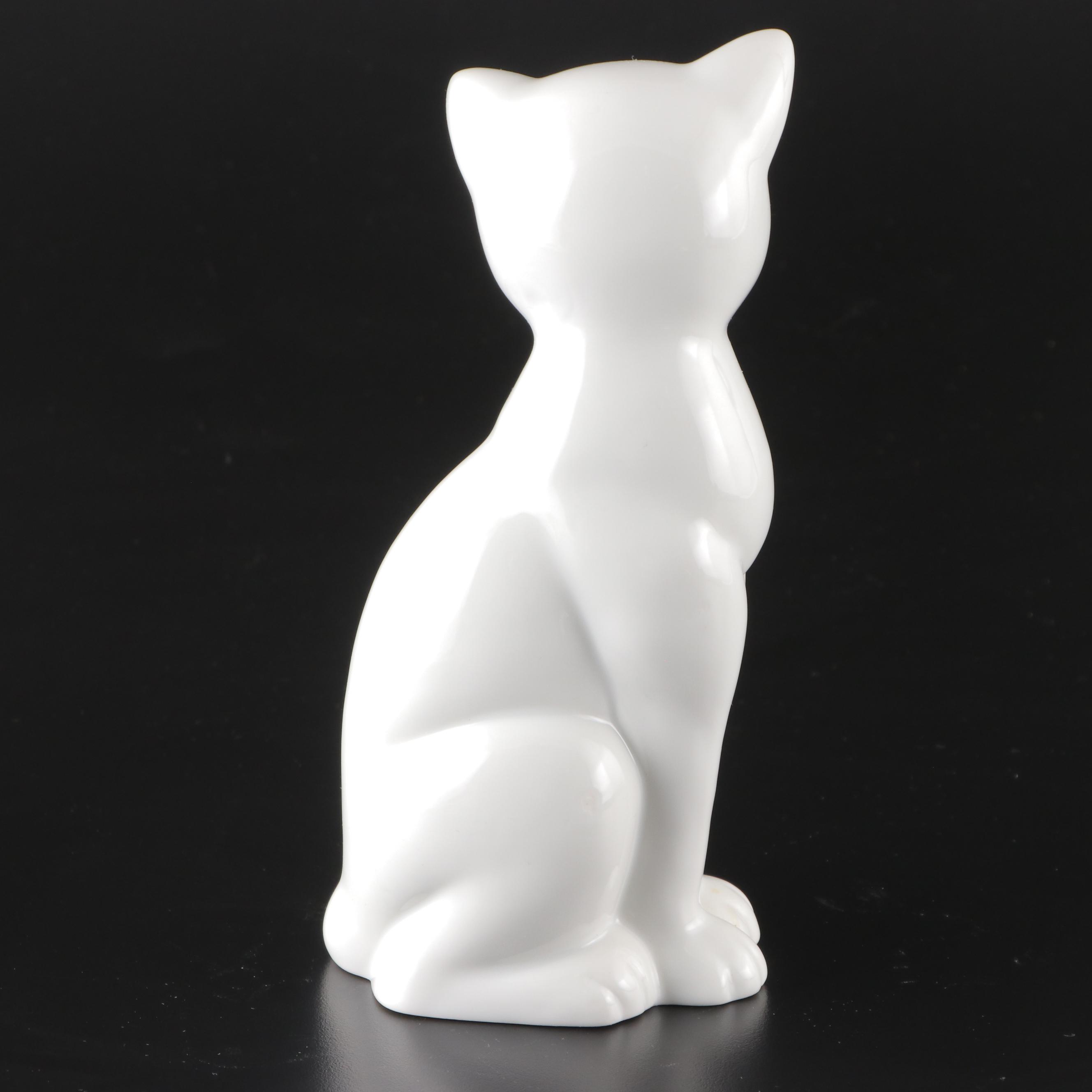 Pair of Japanese Porcelain Cat Figurines