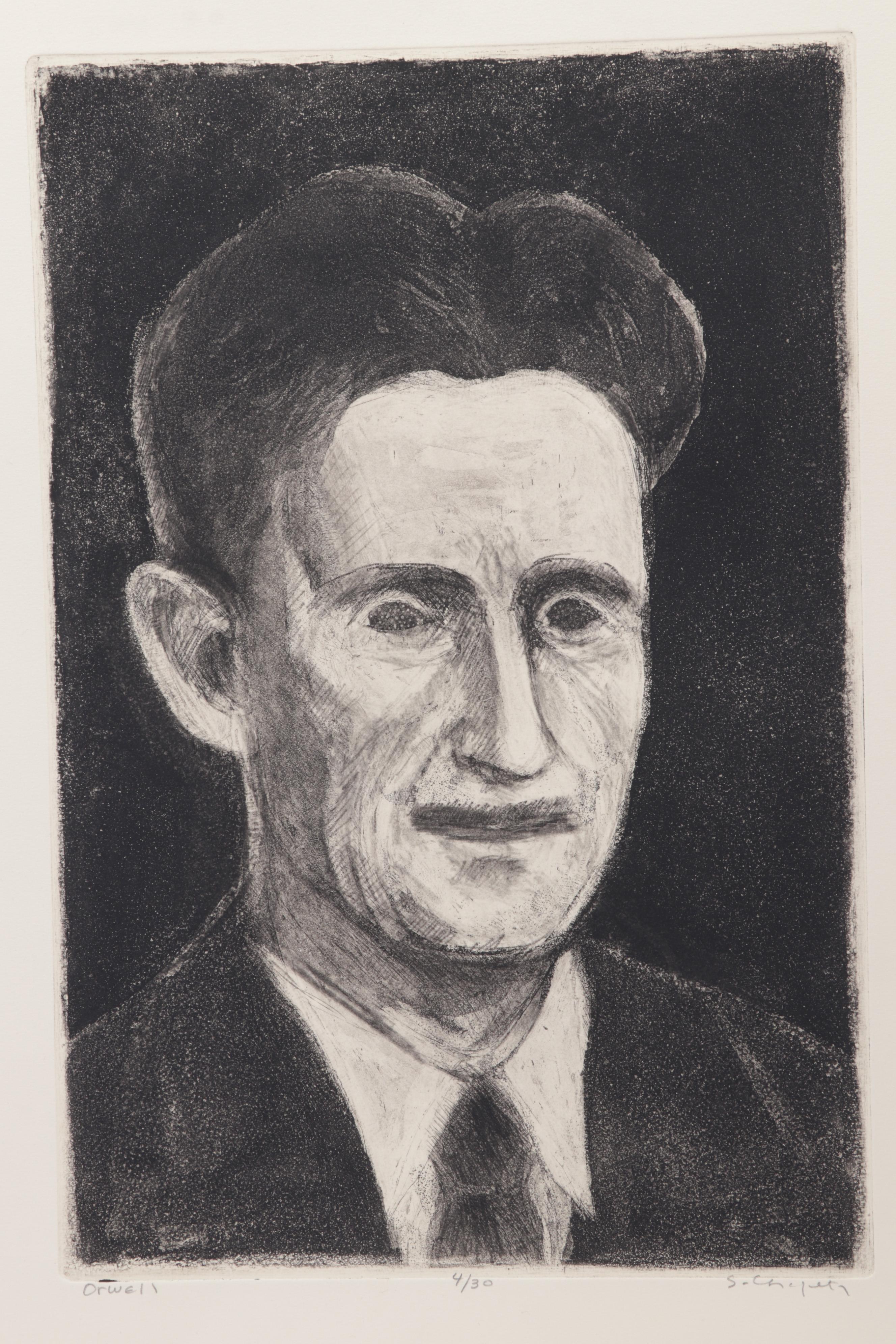Sidney Chafetz Etching With Aquatint "George Orwell," 1984