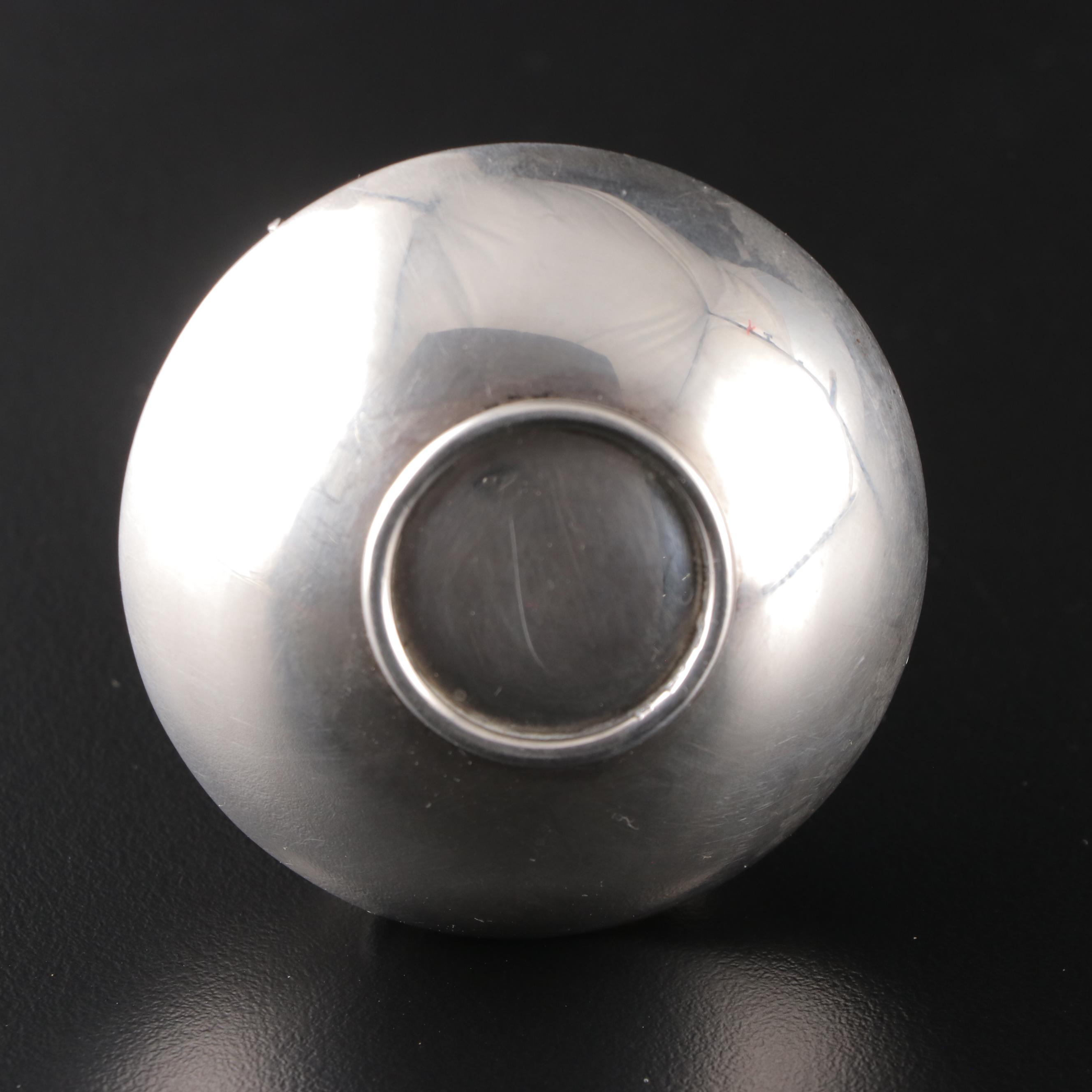 Sterling Silver Perfume Bottle with Carved Amber Inlays and Top