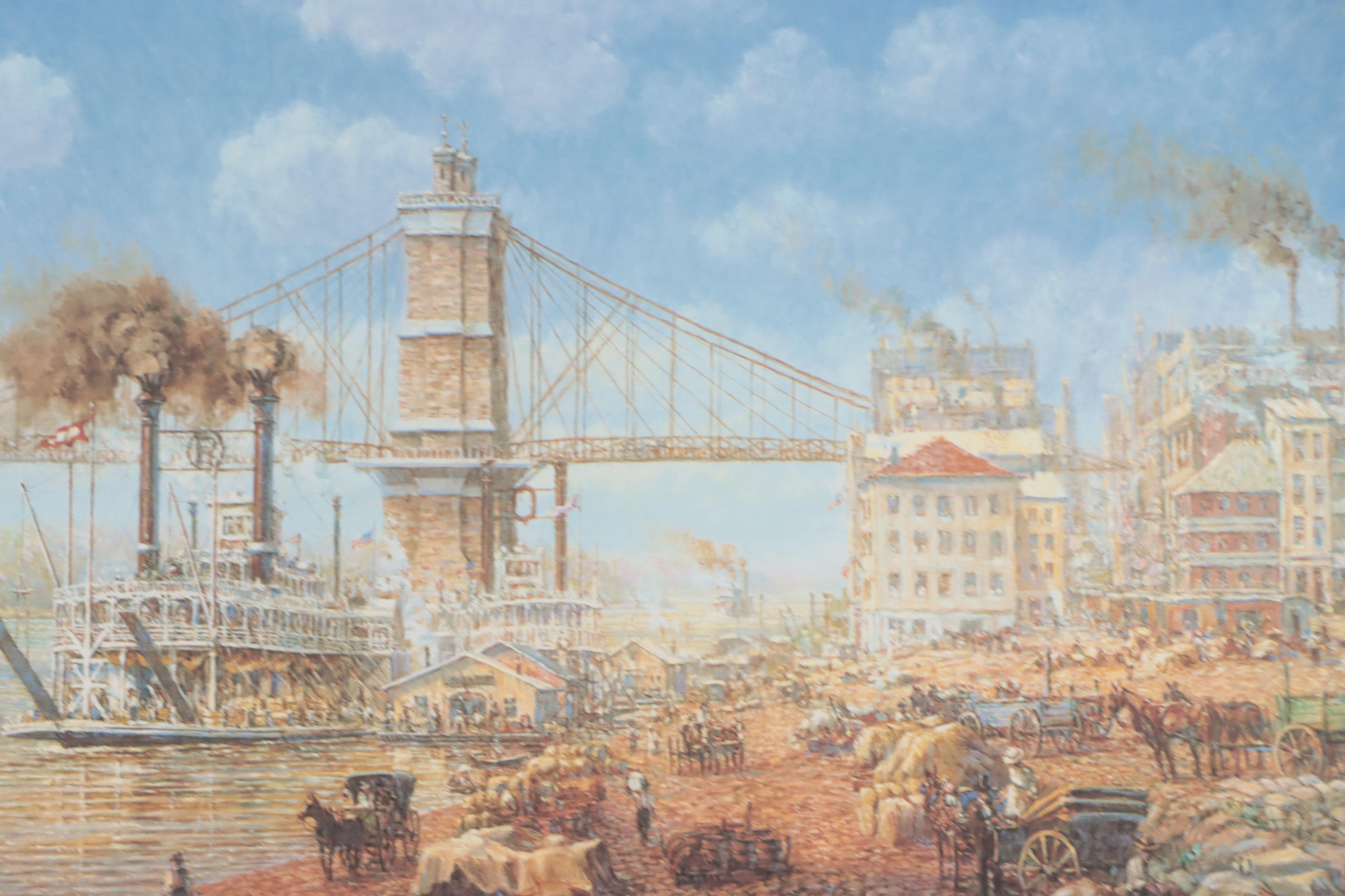 Frank McElwain Offset Lithograph "The Queen City Public Landing"