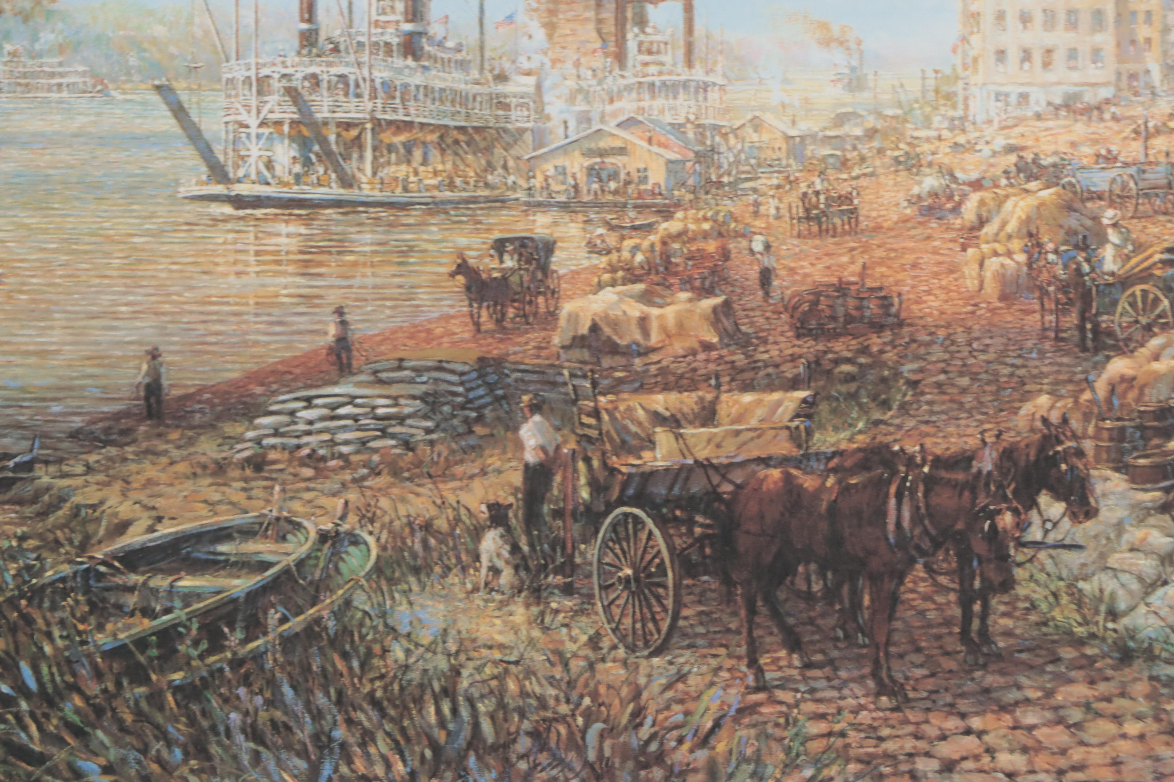 Frank McElwain Offset Lithograph "The Queen City Public Landing"