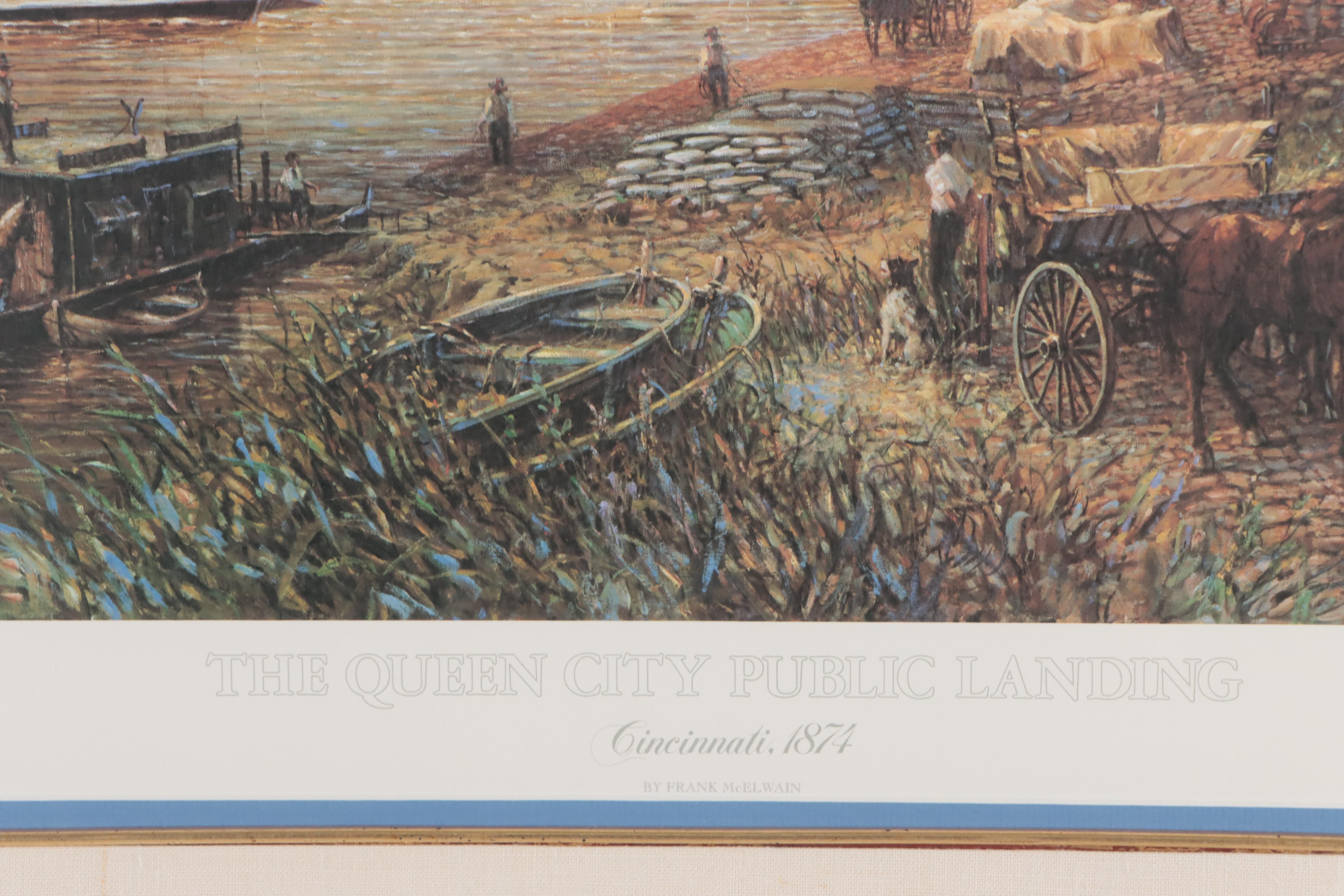 Frank McElwain Offset Lithograph "The Queen City Public Landing"
