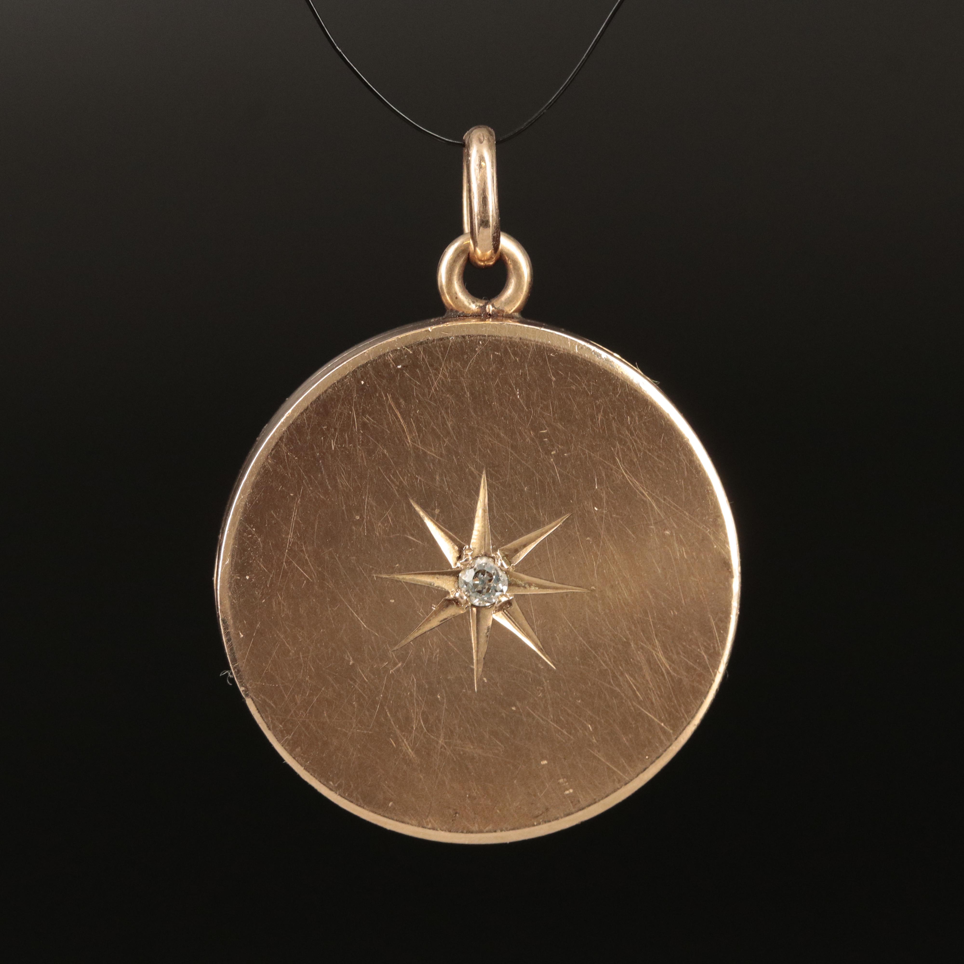 Vintage 10K 0.04 CT Diamond Monogram Locket