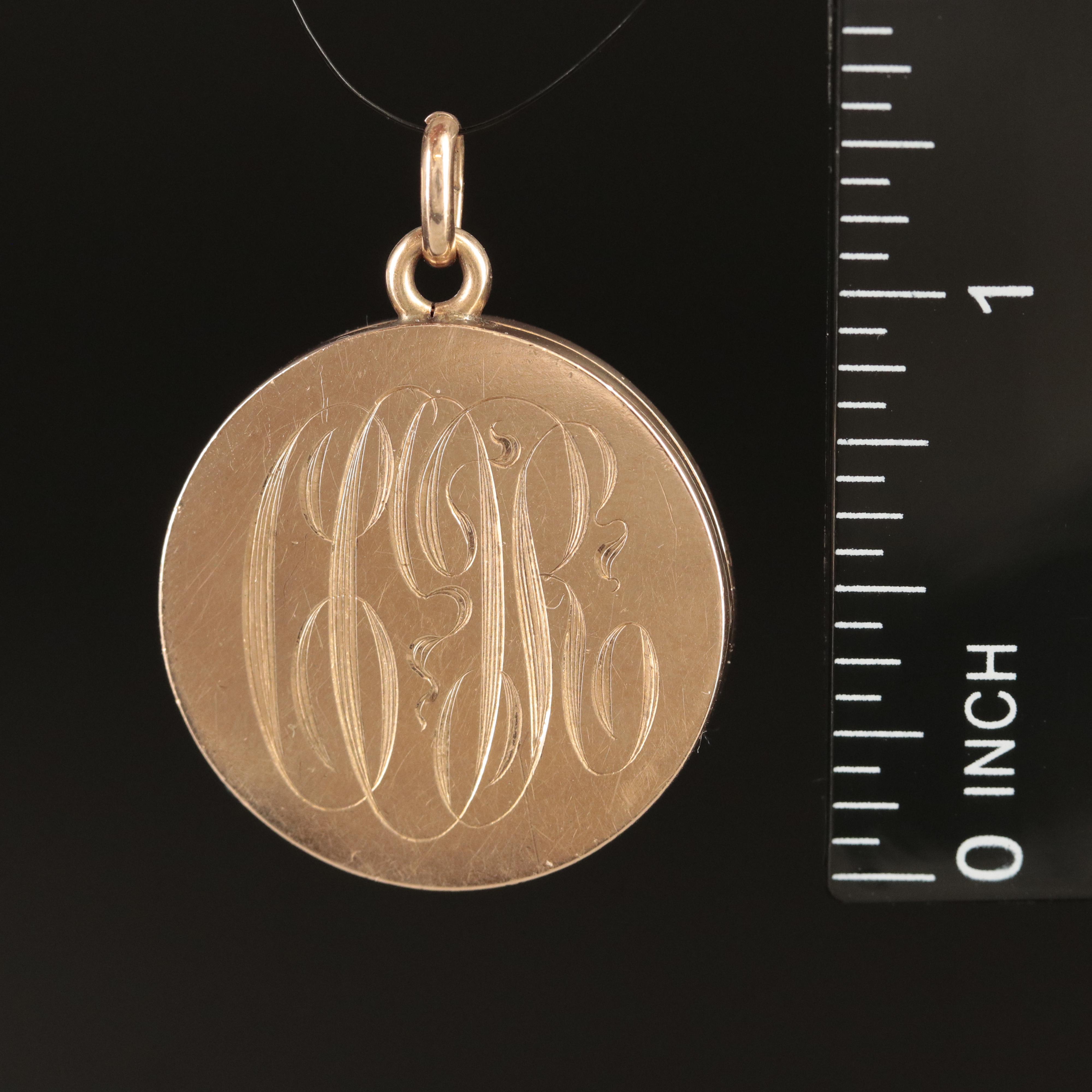 Vintage 10K 0.04 CT Diamond Monogram Locket