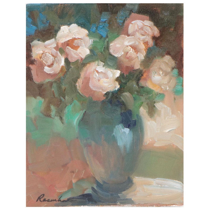 Sally Rosenbaum Floral Still Life Oil Painting, 21st Century