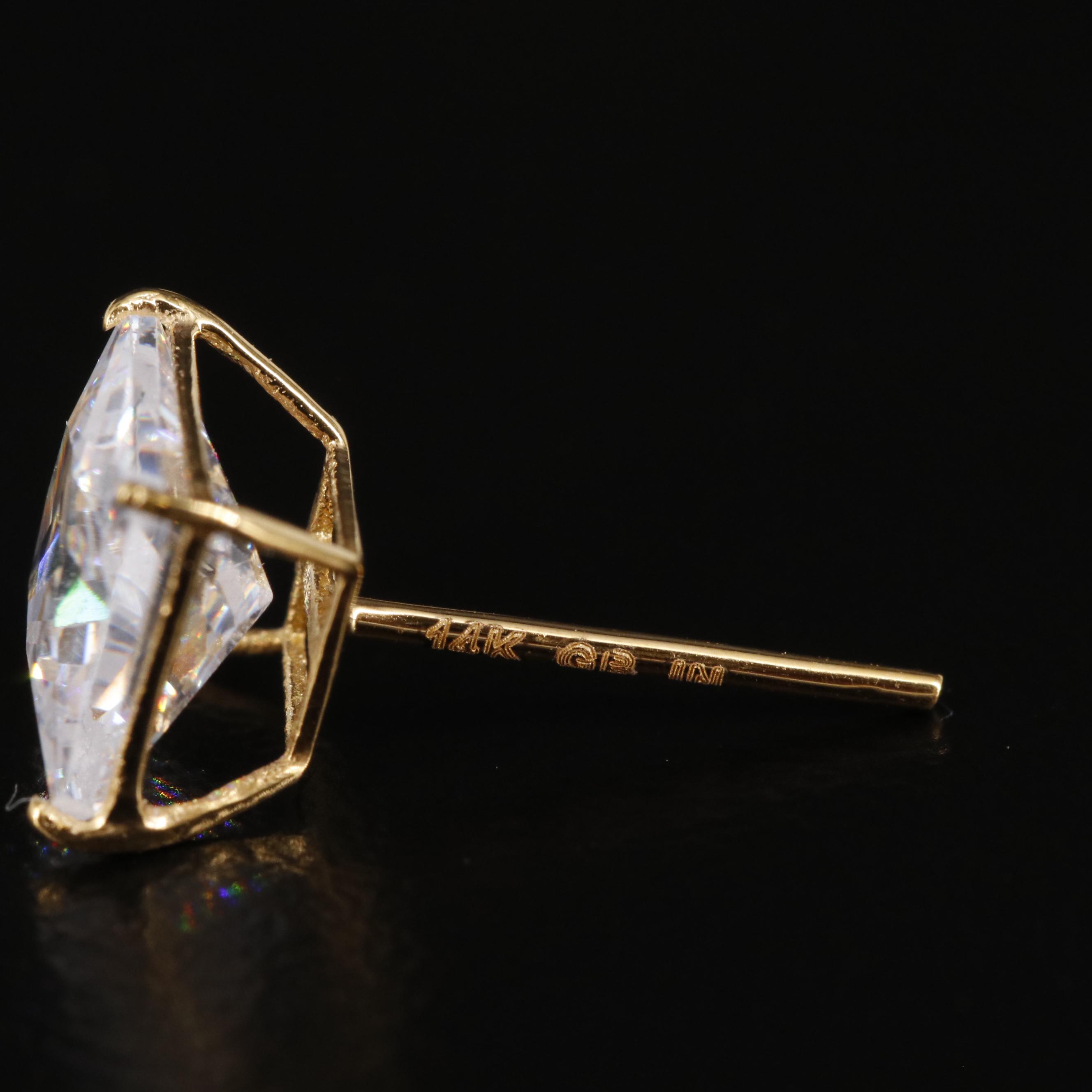 14K Cubic Zirconia Square Stud Earrings