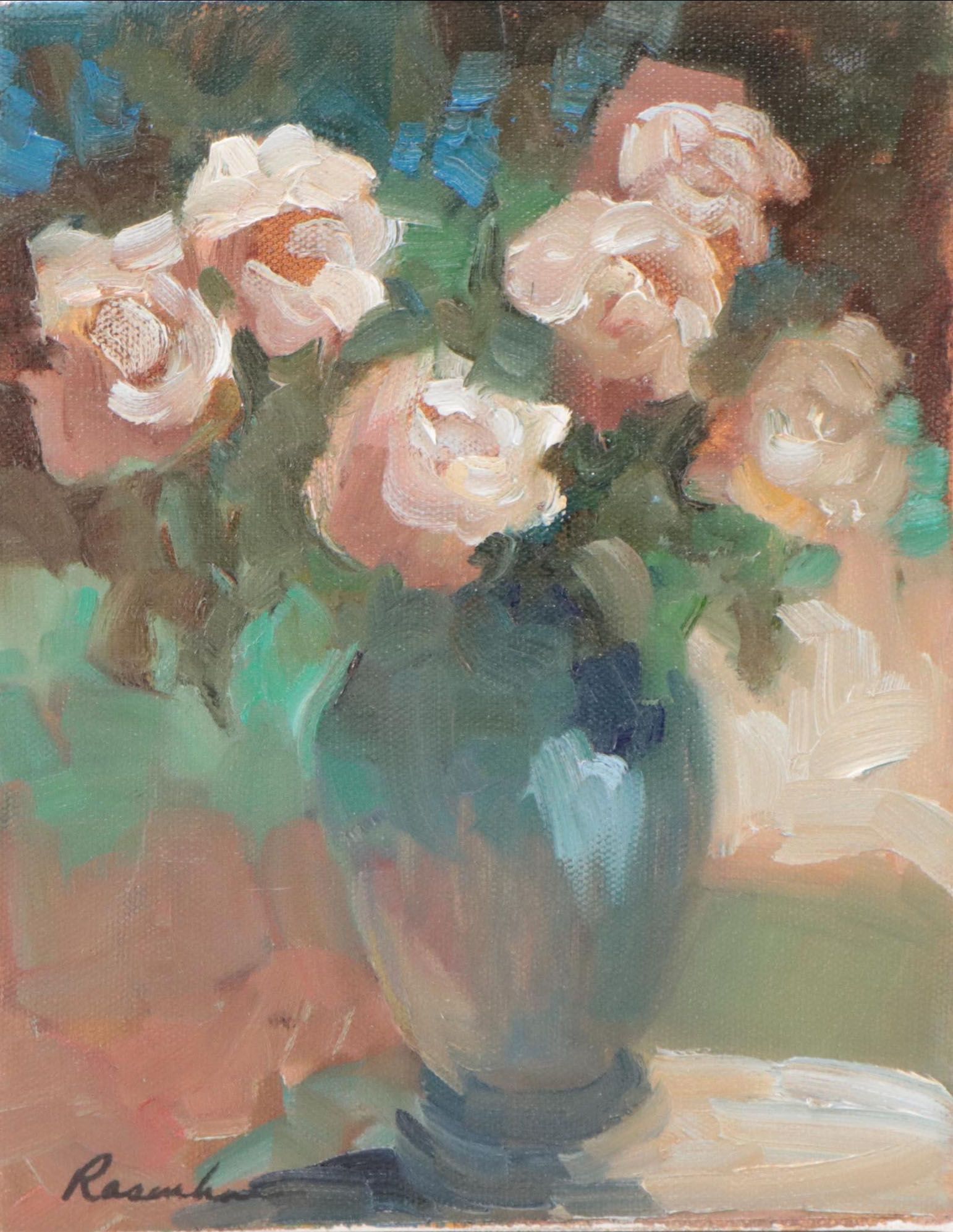 Sally Rosenbaum Floral Still Life Oil Painting, 21st Century