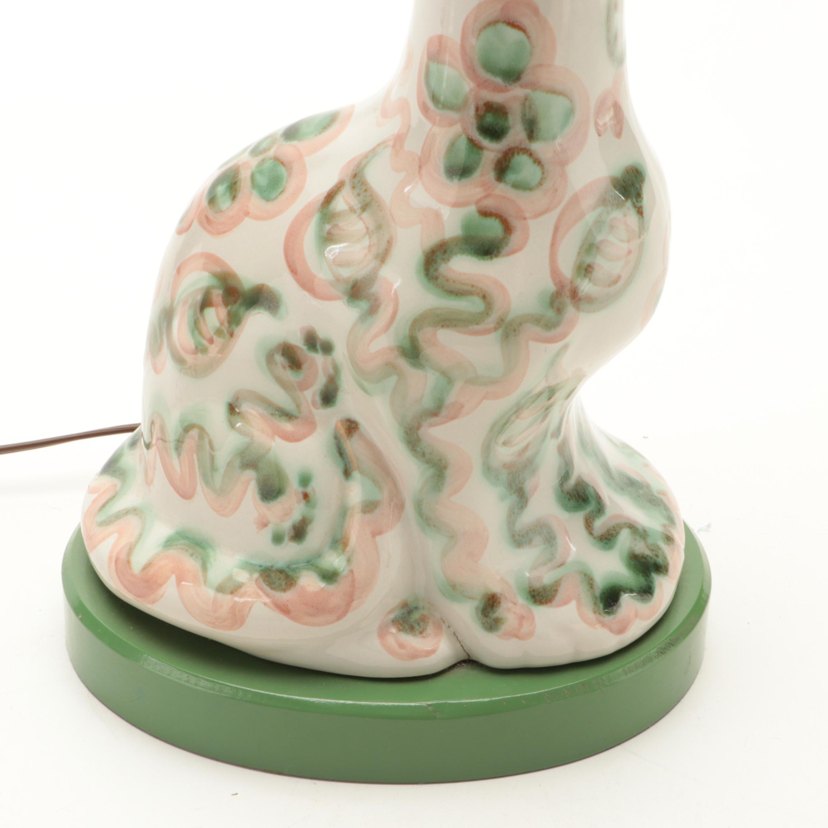 Hadley Pottery Cat Vase Table Lamp, Mid-20th Century