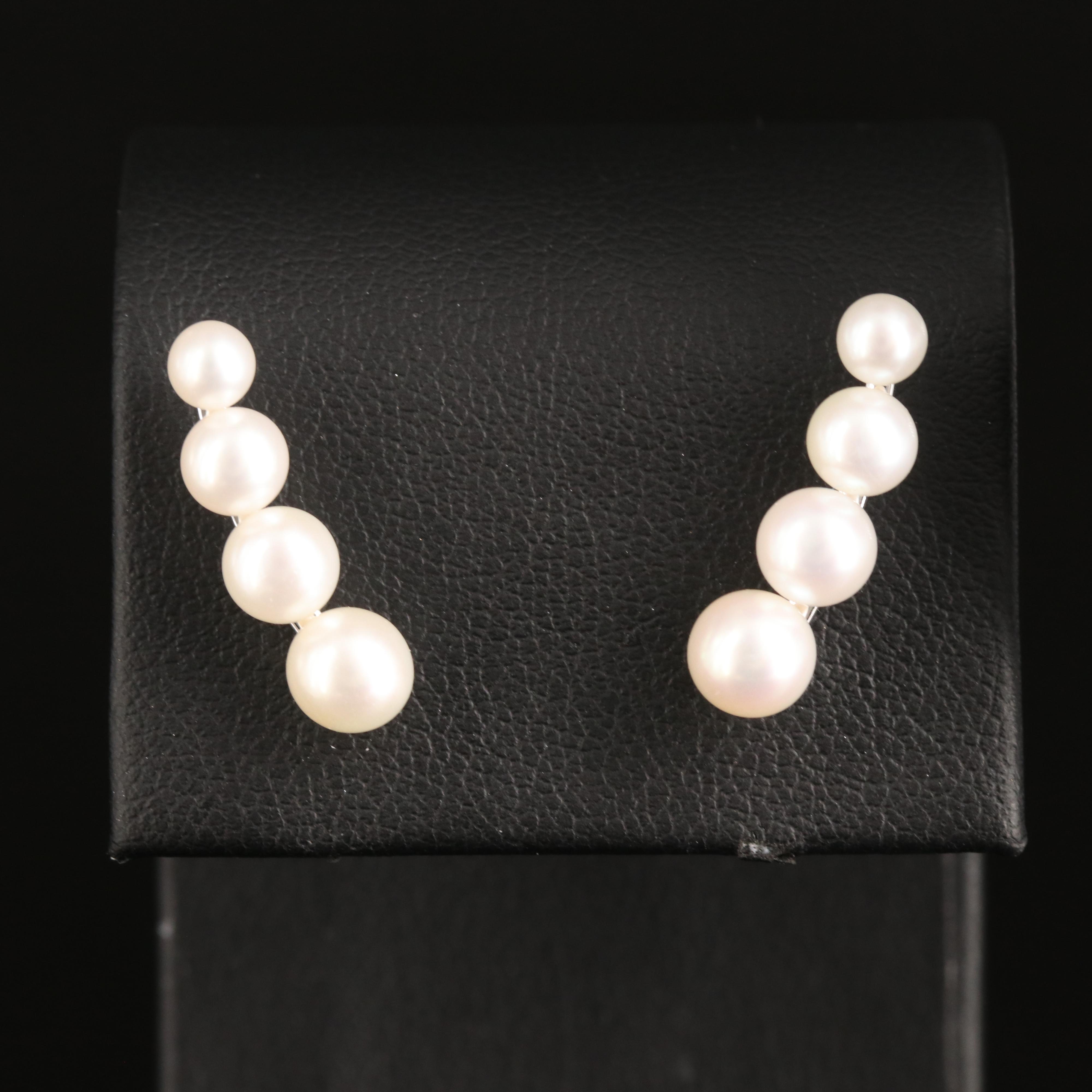 10K Graduated Pearl Ear Climbers
