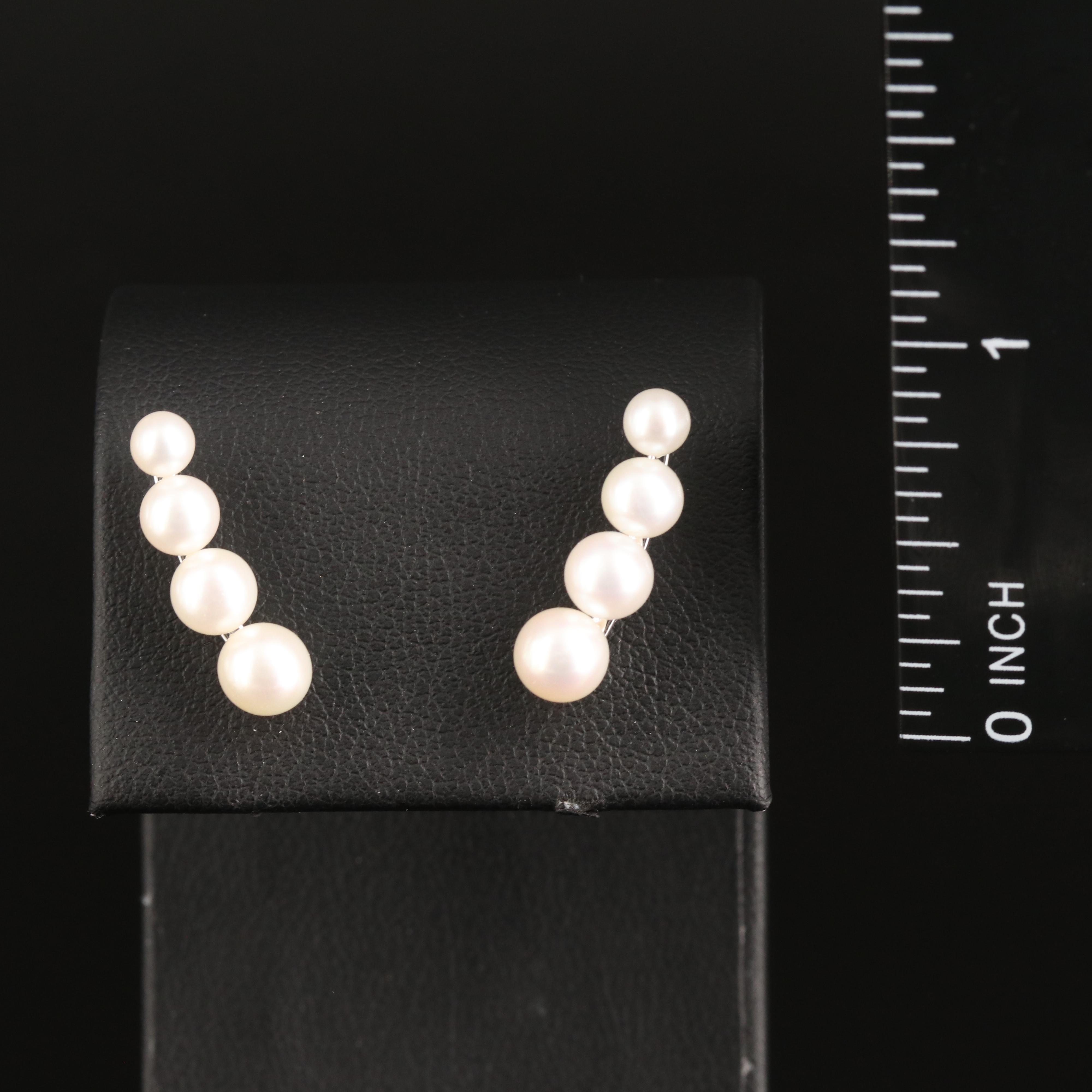 10K Graduated Pearl Ear Climbers
