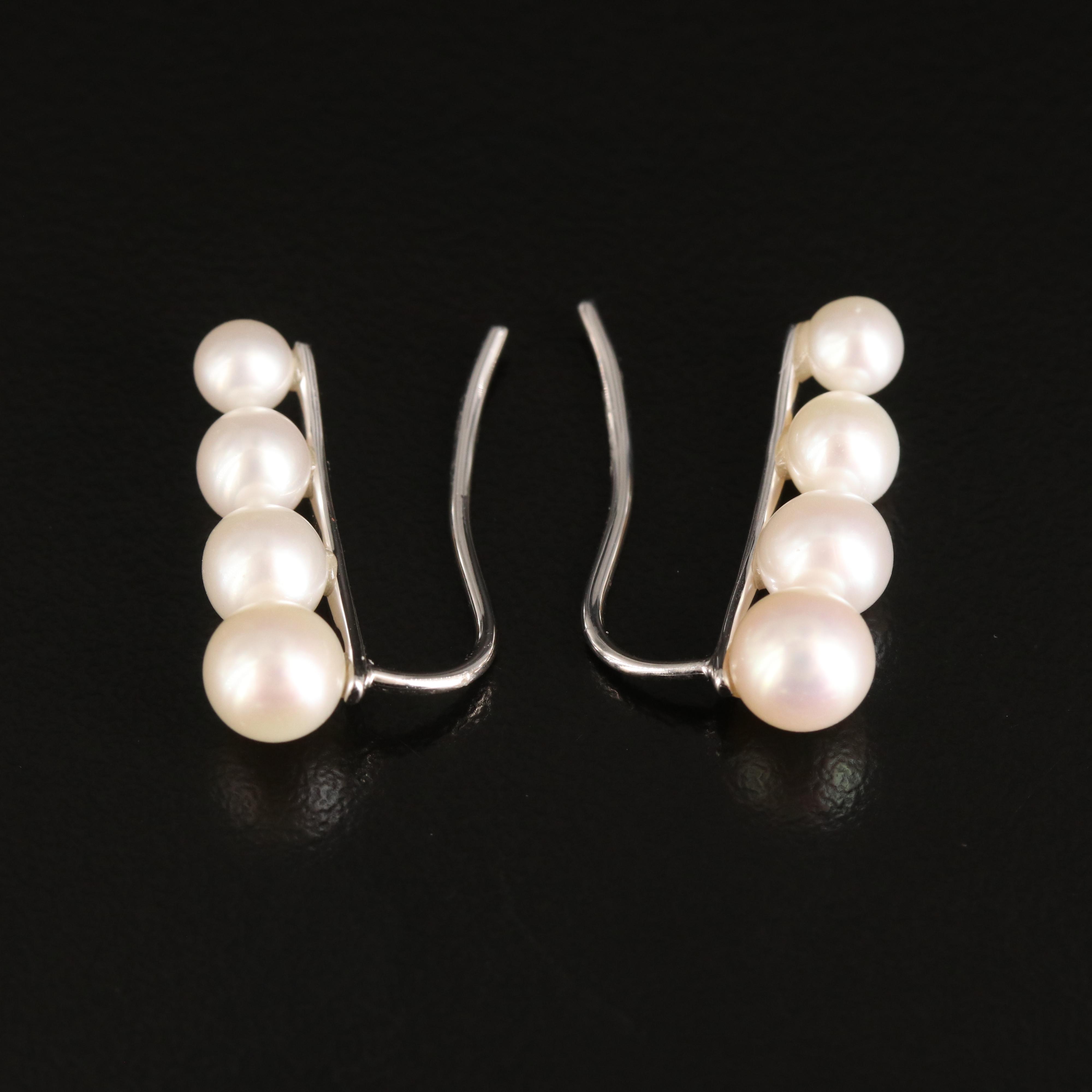 10K Graduated Pearl Ear Climbers