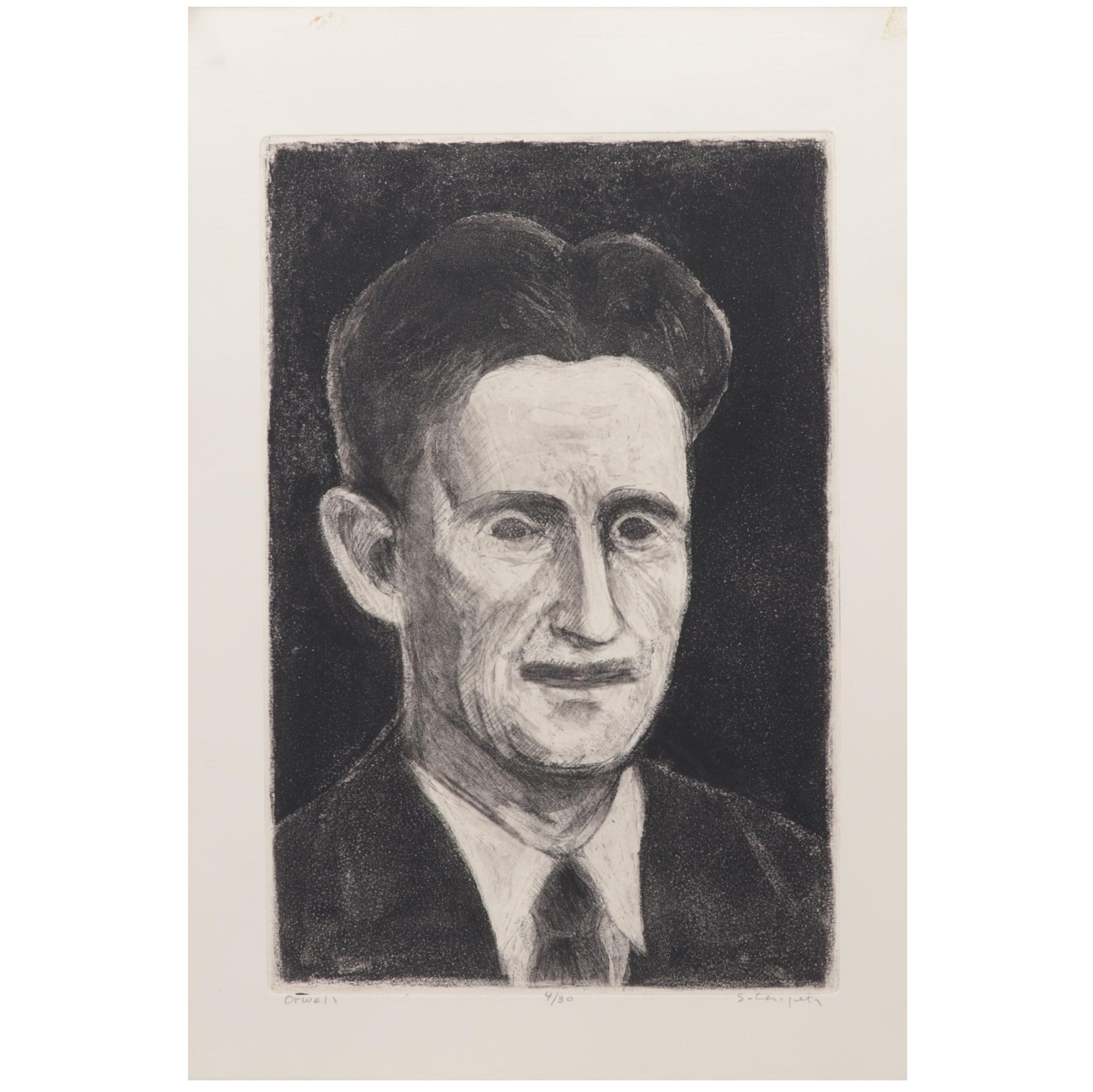 Sidney Chafetz Etching With Aquatint "George Orwell," 1984