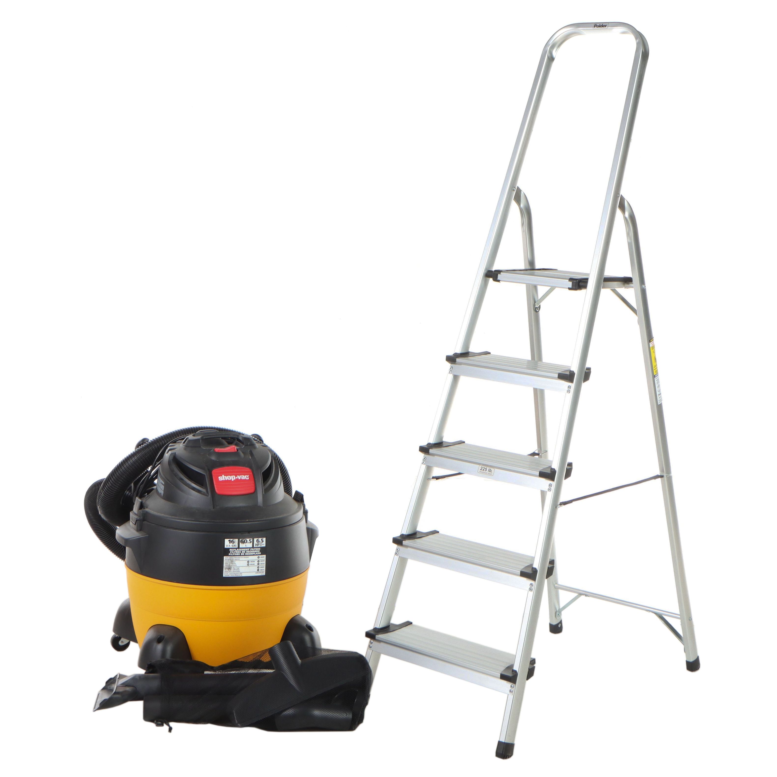 Shop-Vac Industrial Vacuum With 42" Polder Aluminum Step Ladder
