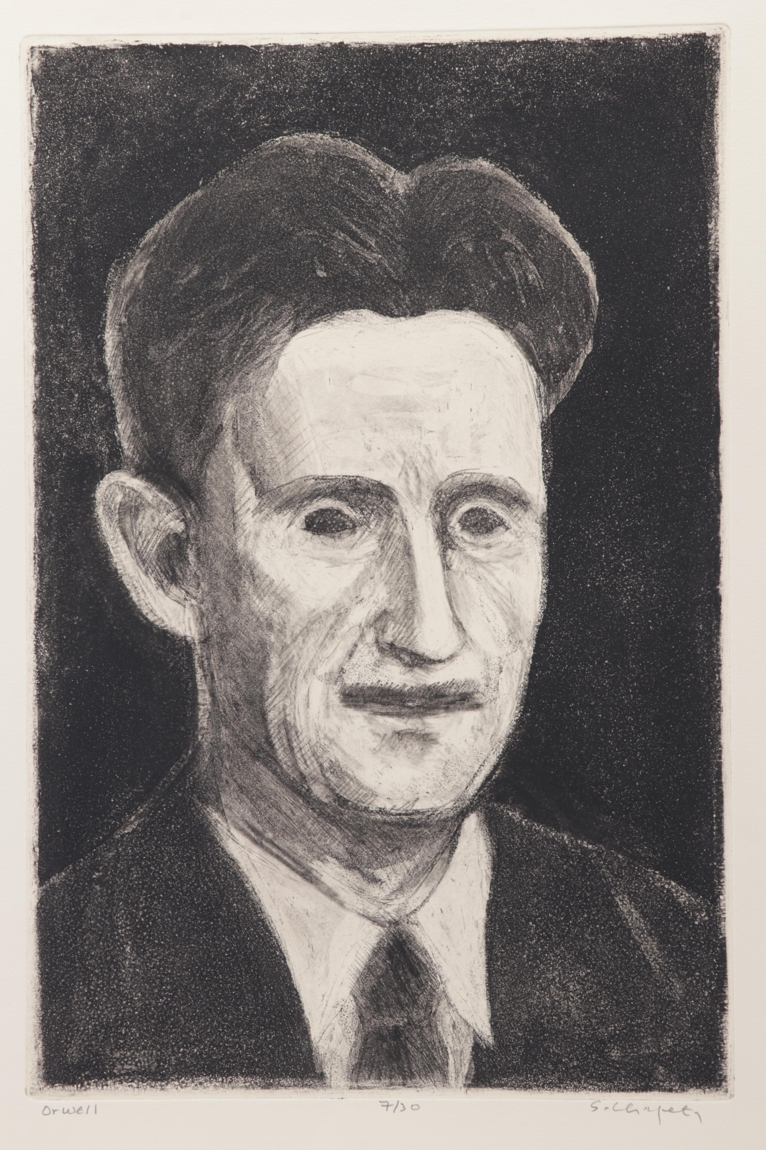 Sidney Chafetz Etching With Aquatint "George Orwell," 1984