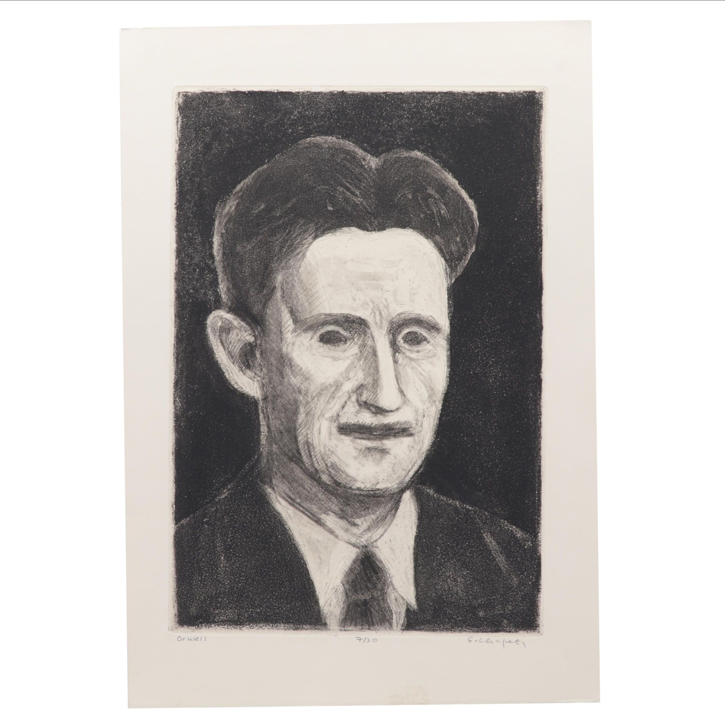 Sidney Chafetz Etching With Aquatint "George Orwell," 1984