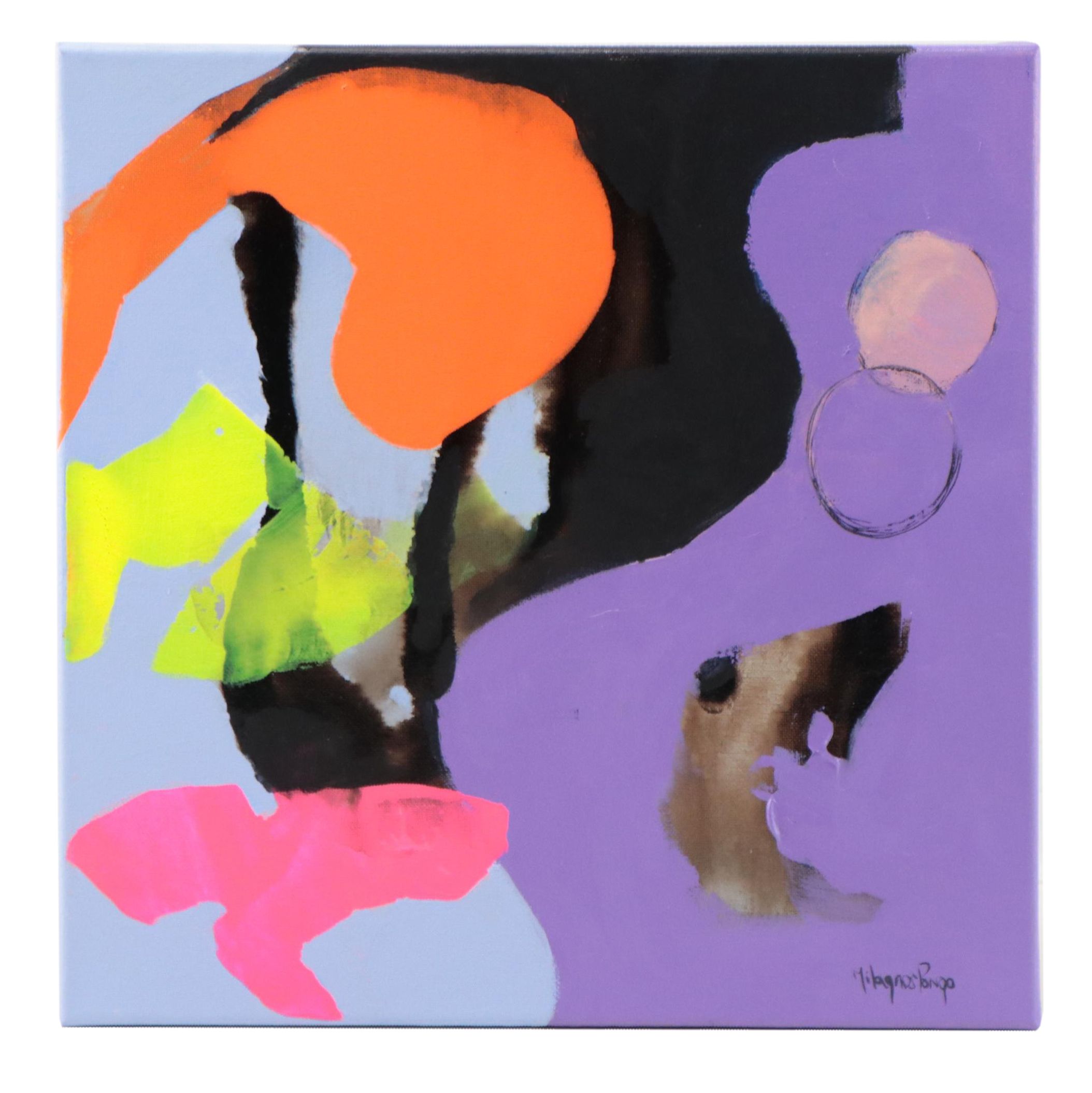 Milagros Pongo Abstract Mixed Media Painting "New Life," 21st Century
