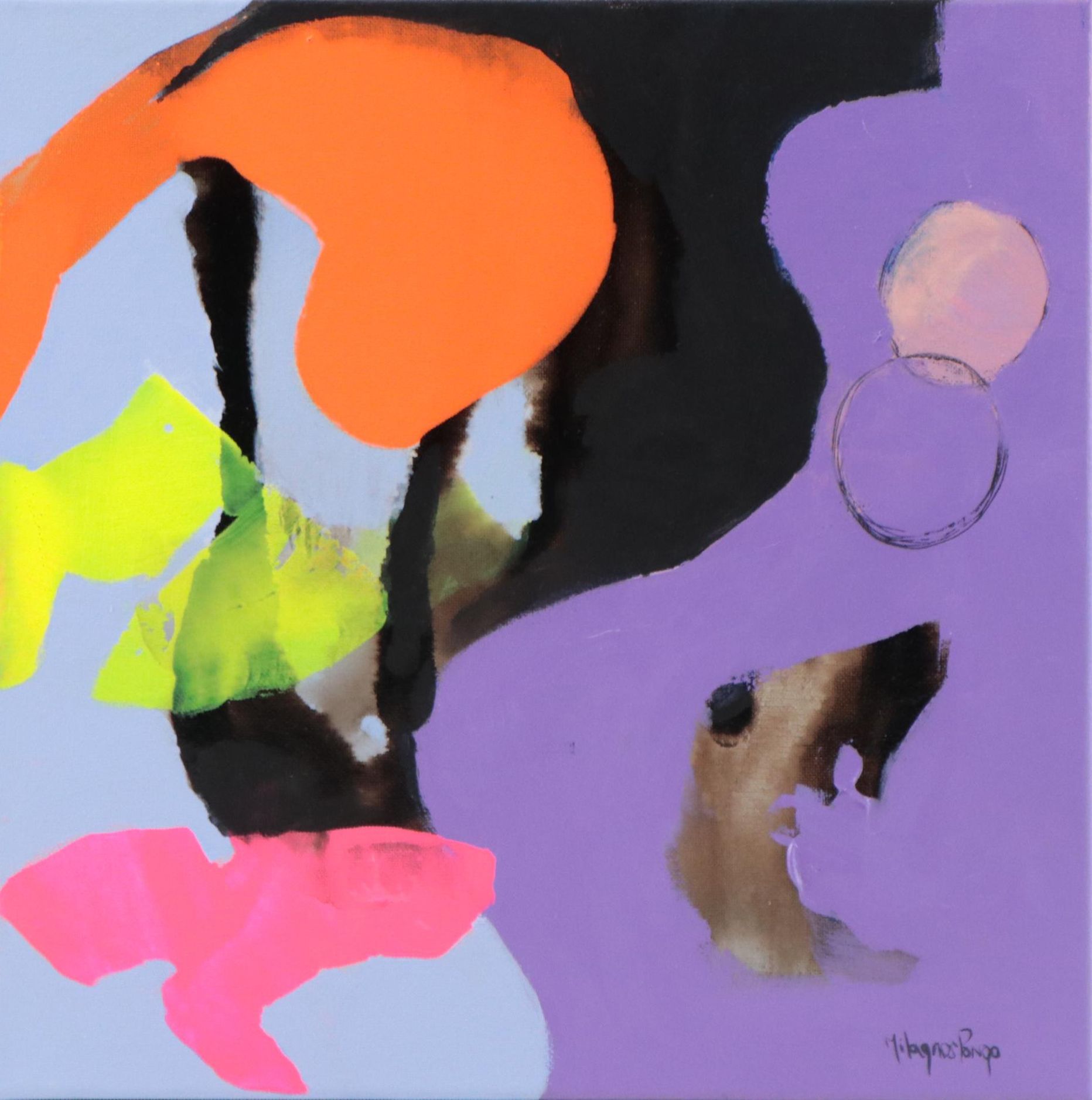 Milagros Pongo Abstract Mixed Media Painting "New Life," 21st Century