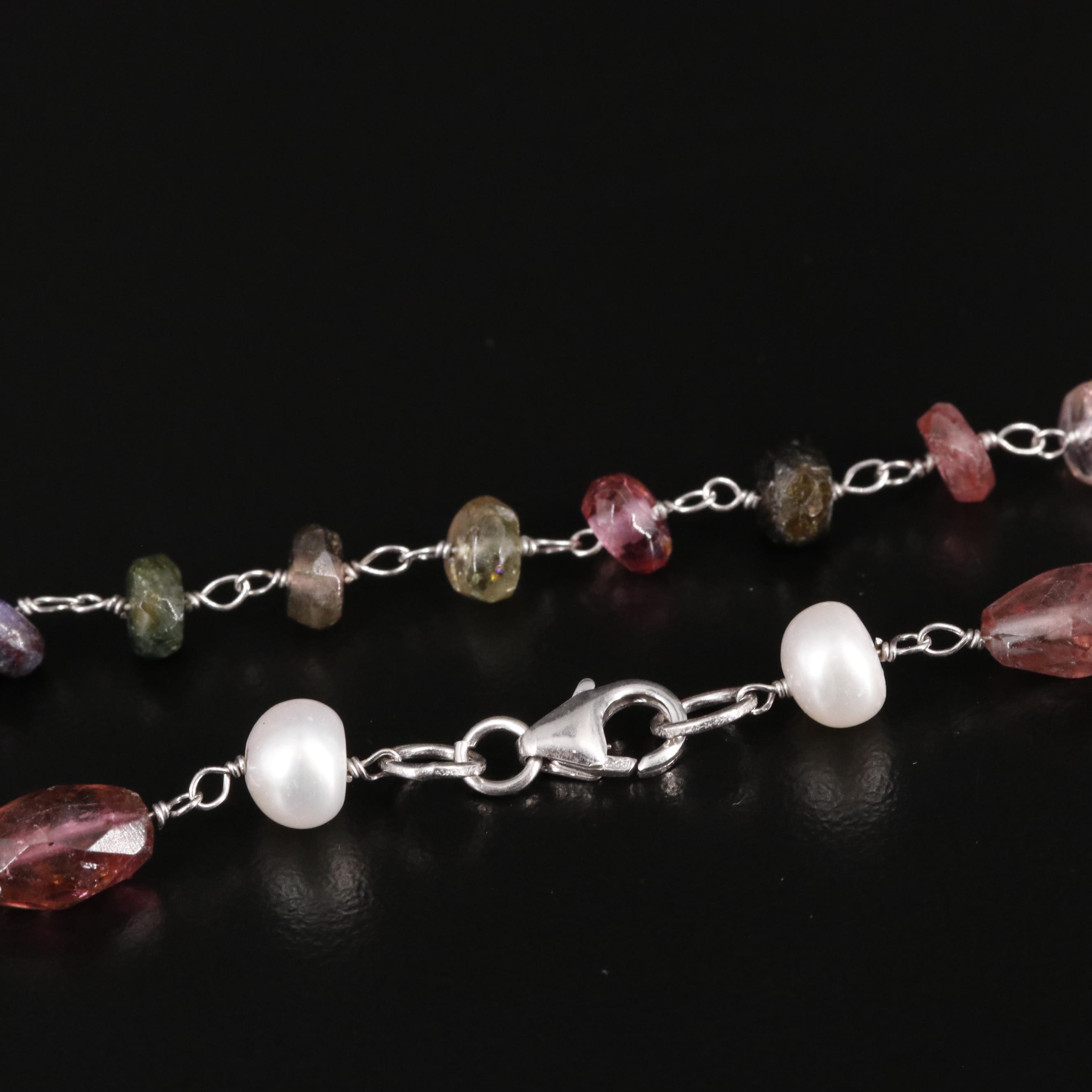 Sterling Cultured Pearl and Tourmaline Bracelet