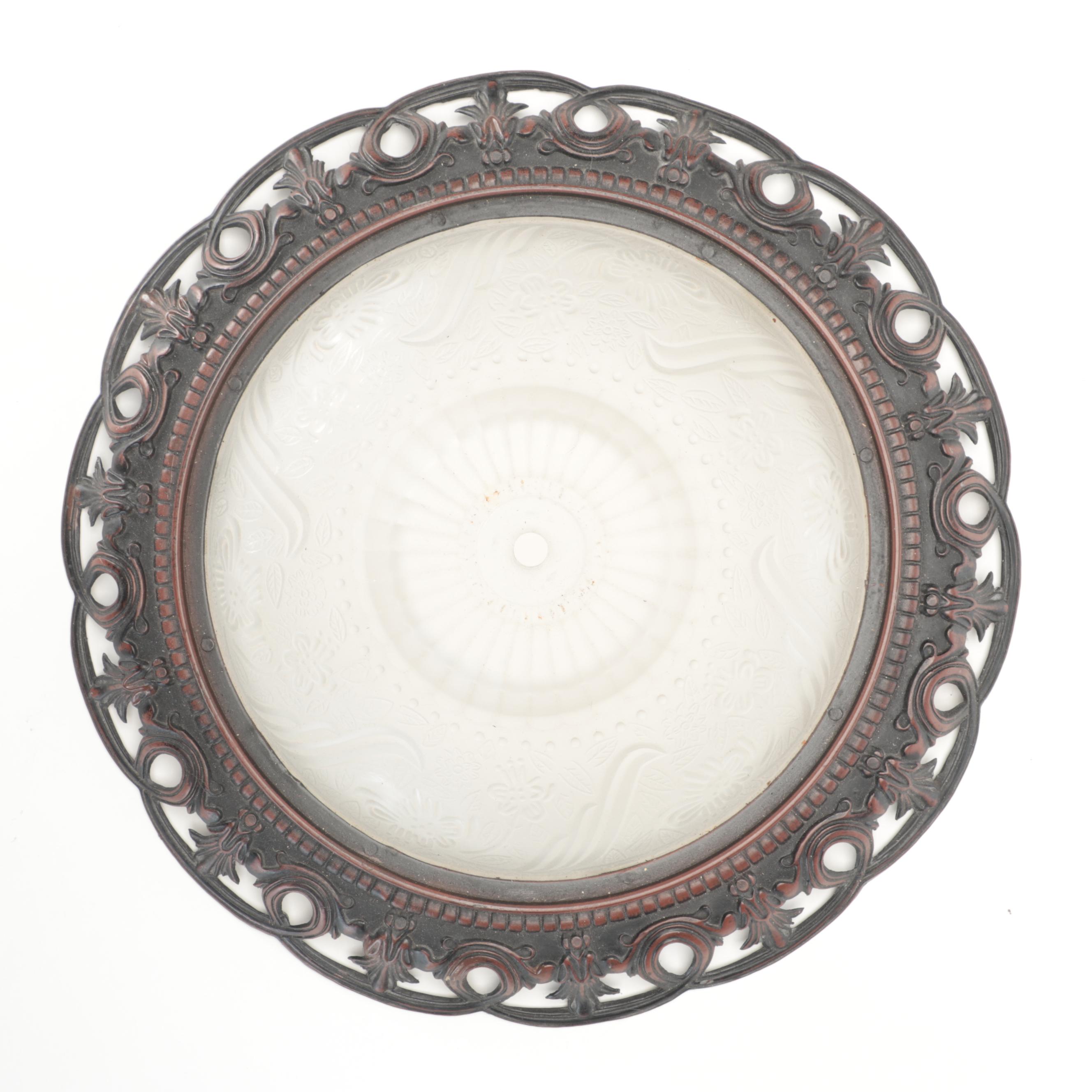 Three Neoclassical Style Bronzed Metal Lamps With Satin Glass Shades, 21st C