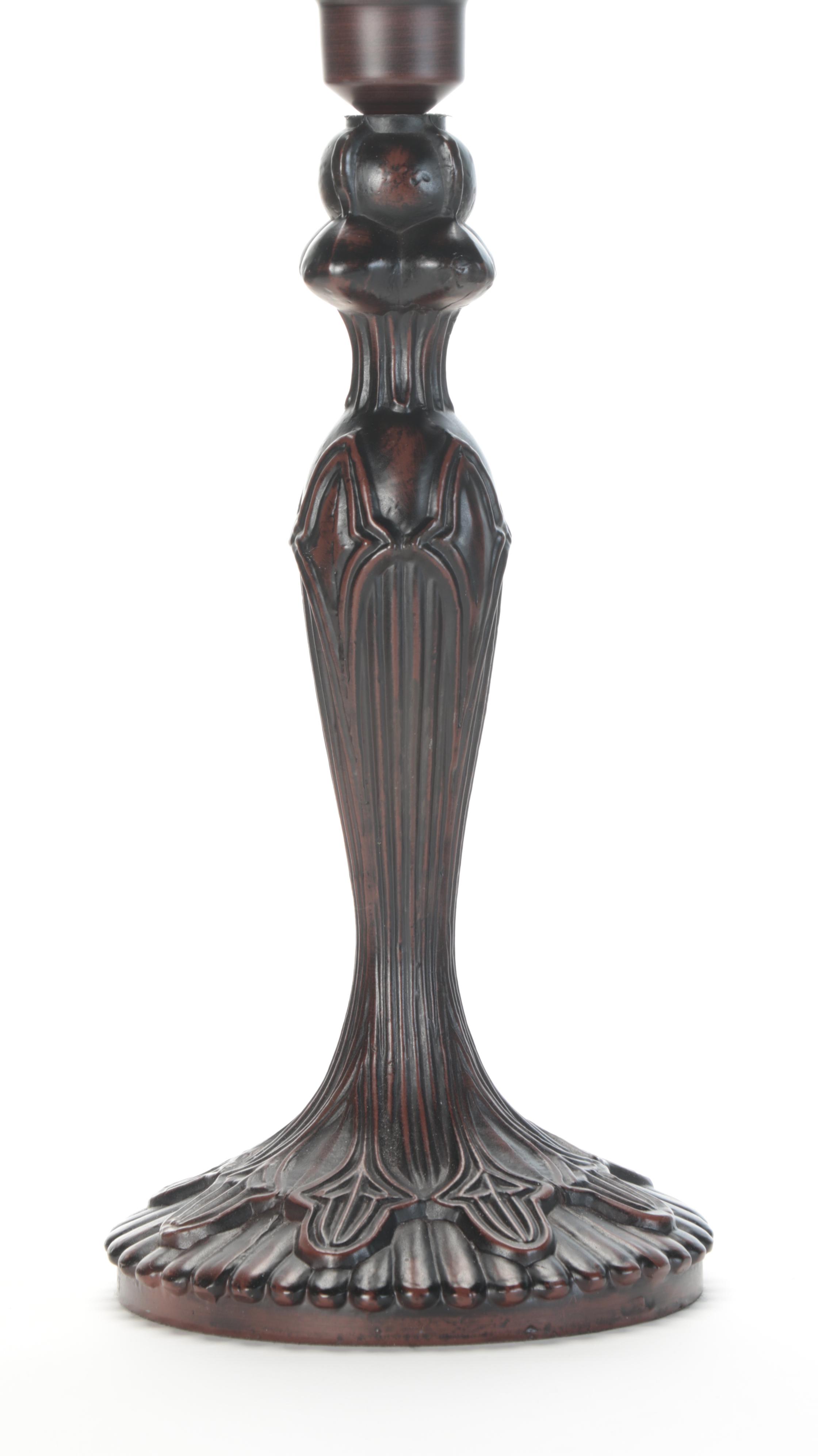 Three Neoclassical Style Bronzed Metal Lamps With Satin Glass Shades, 21st C