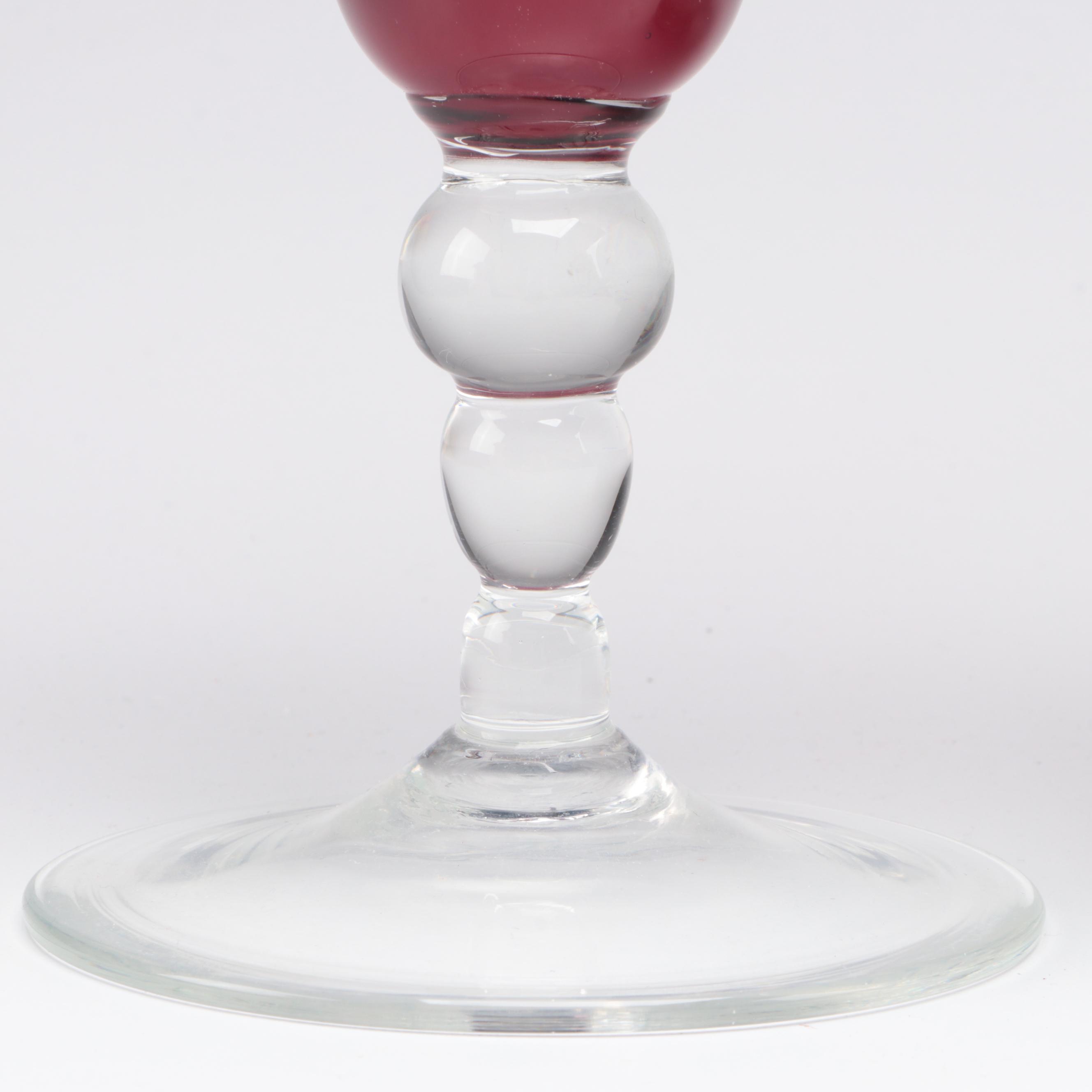 Blown Glass Ruffled Jug with Blown and Other Glass Vases