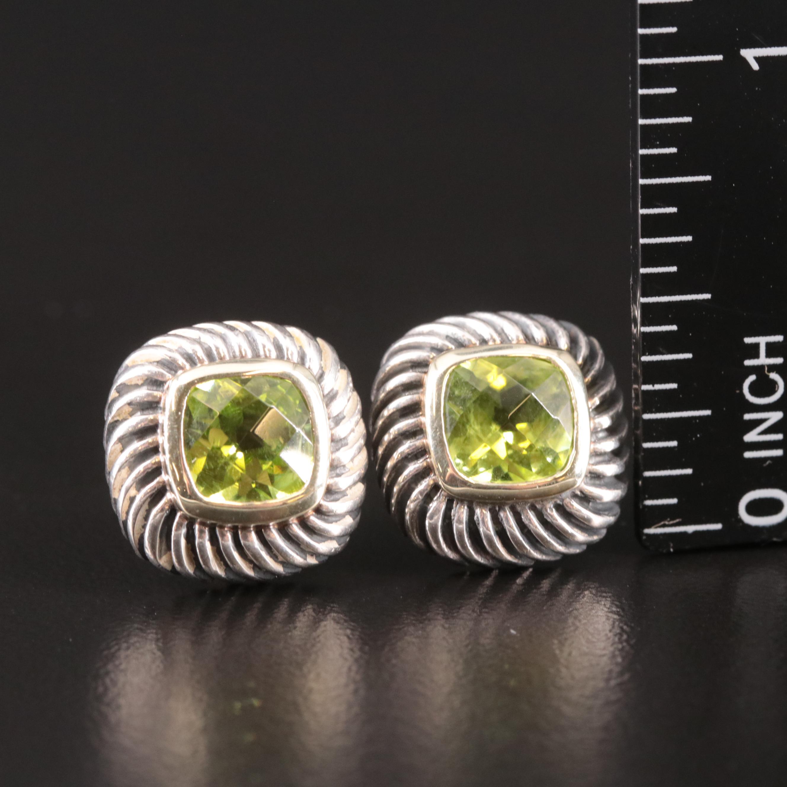 David Yurman Sterling with 14K Accents Color Classics Peridot Earrings