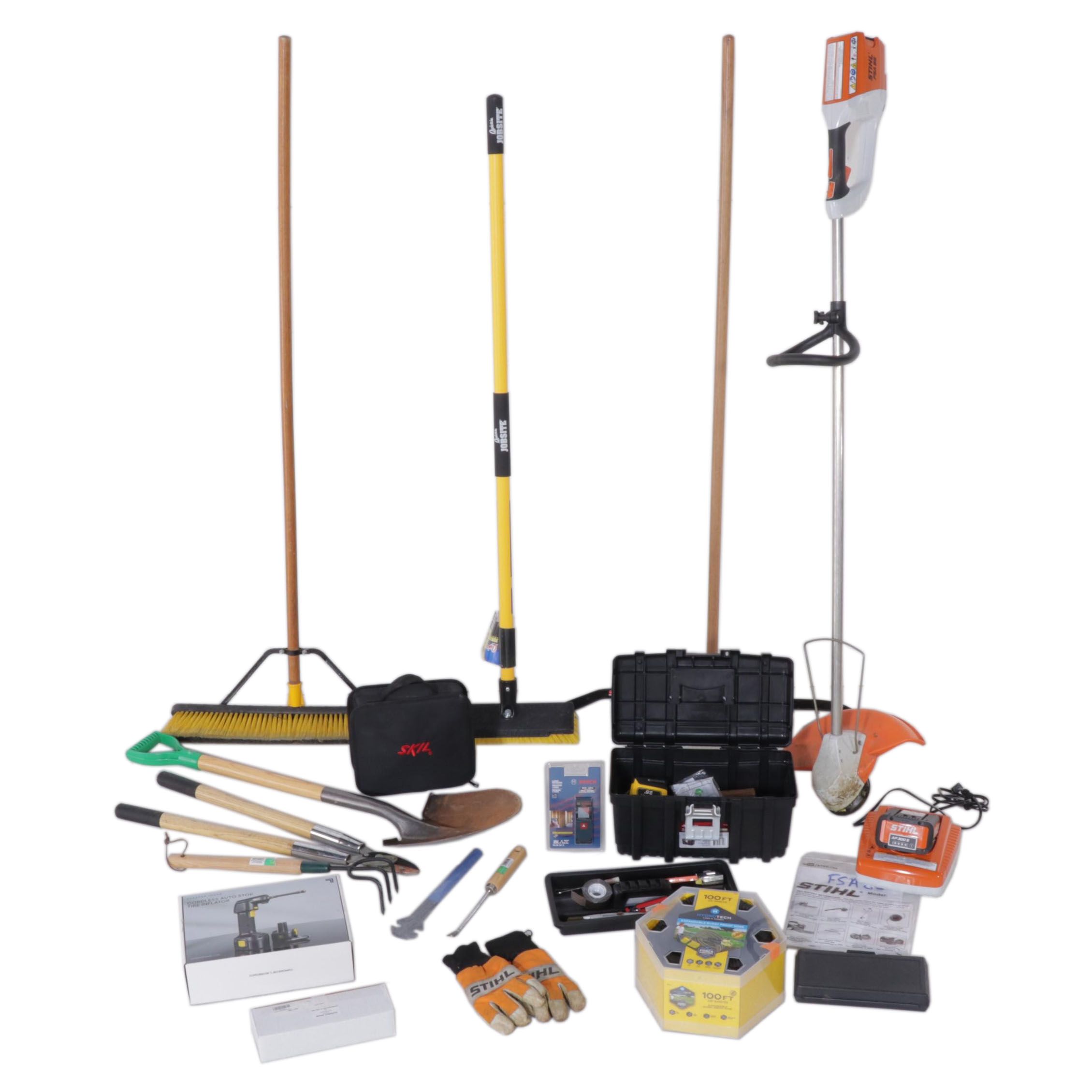 Stihl Cordless String Trimmer, Brooms, Short Handle Garden Tools and More