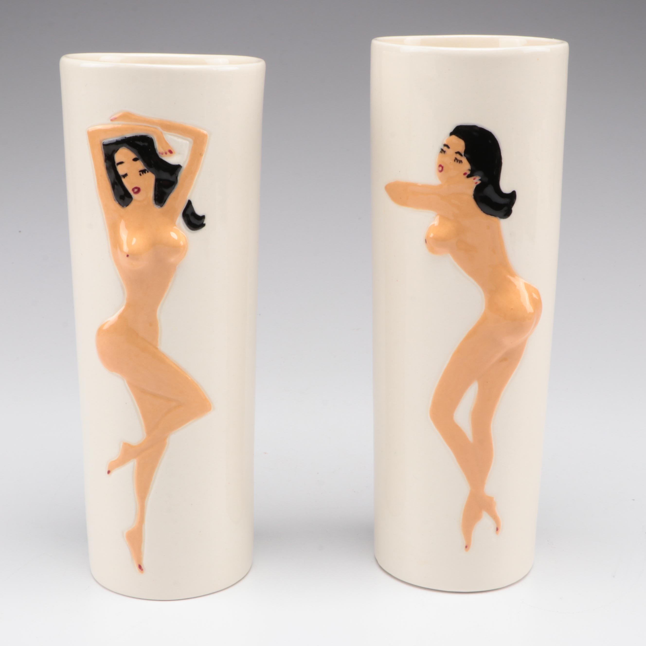 MCM Lonnette Pottery Busty Nudes Ceramic Vases