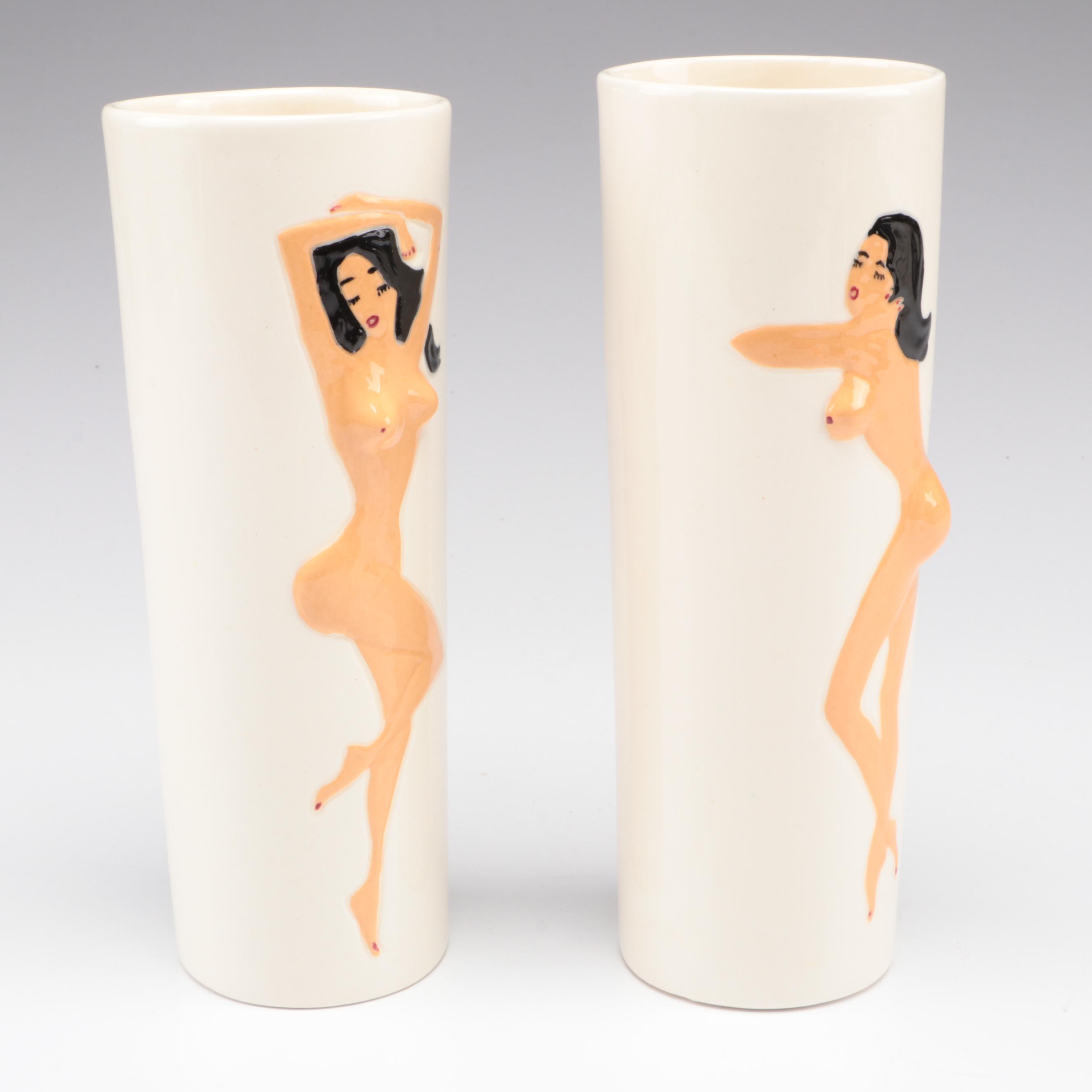 MCM Lonnette Pottery Busty Nudes Ceramic Vases