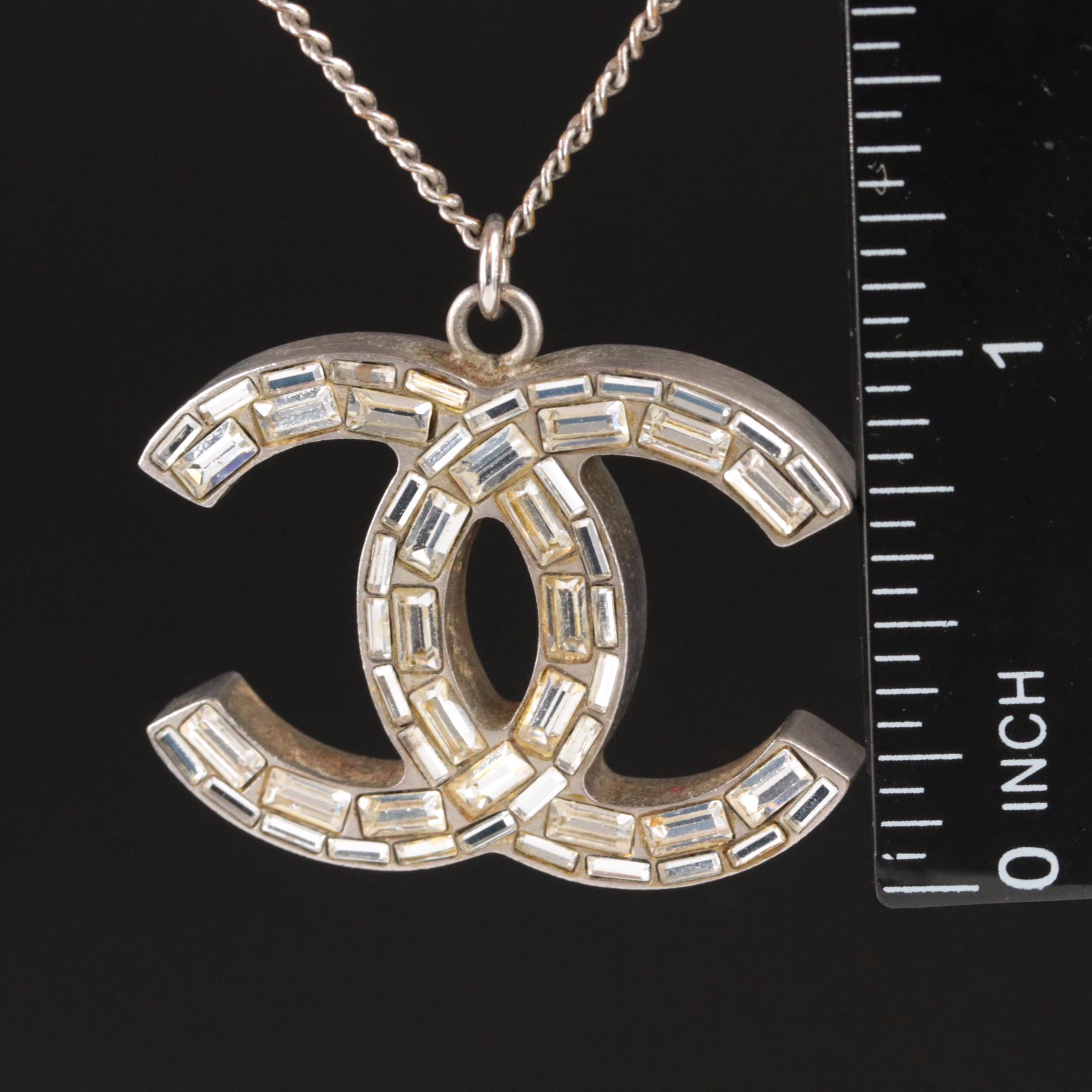 Chanel Strass Crystal Logo Necklace