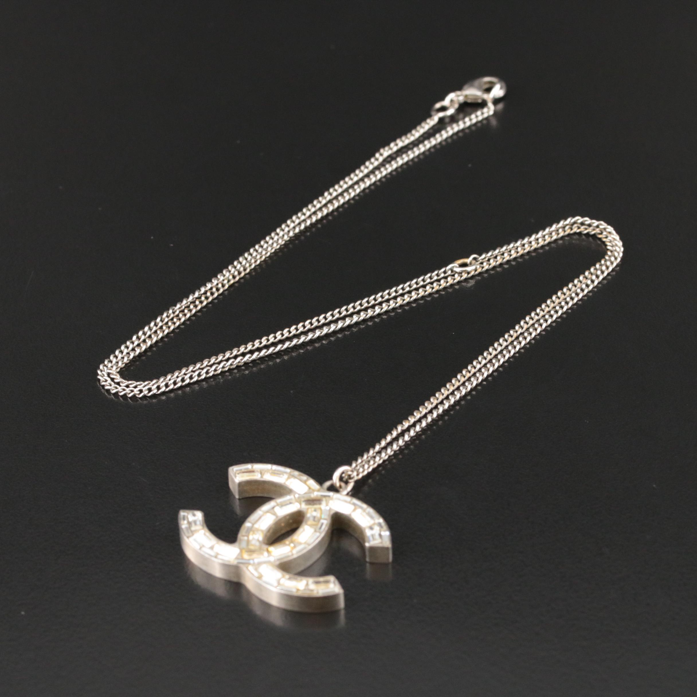 Chanel Strass Crystal Logo Necklace