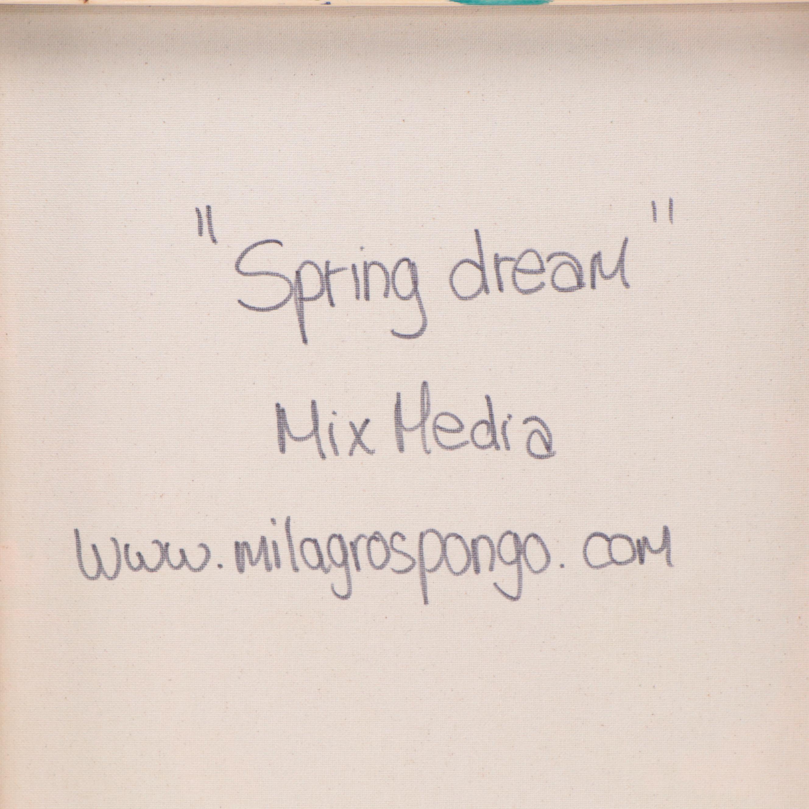 Milagros Pongo Abstract Mixed Media Painting "Spring Dream," 21st Century
