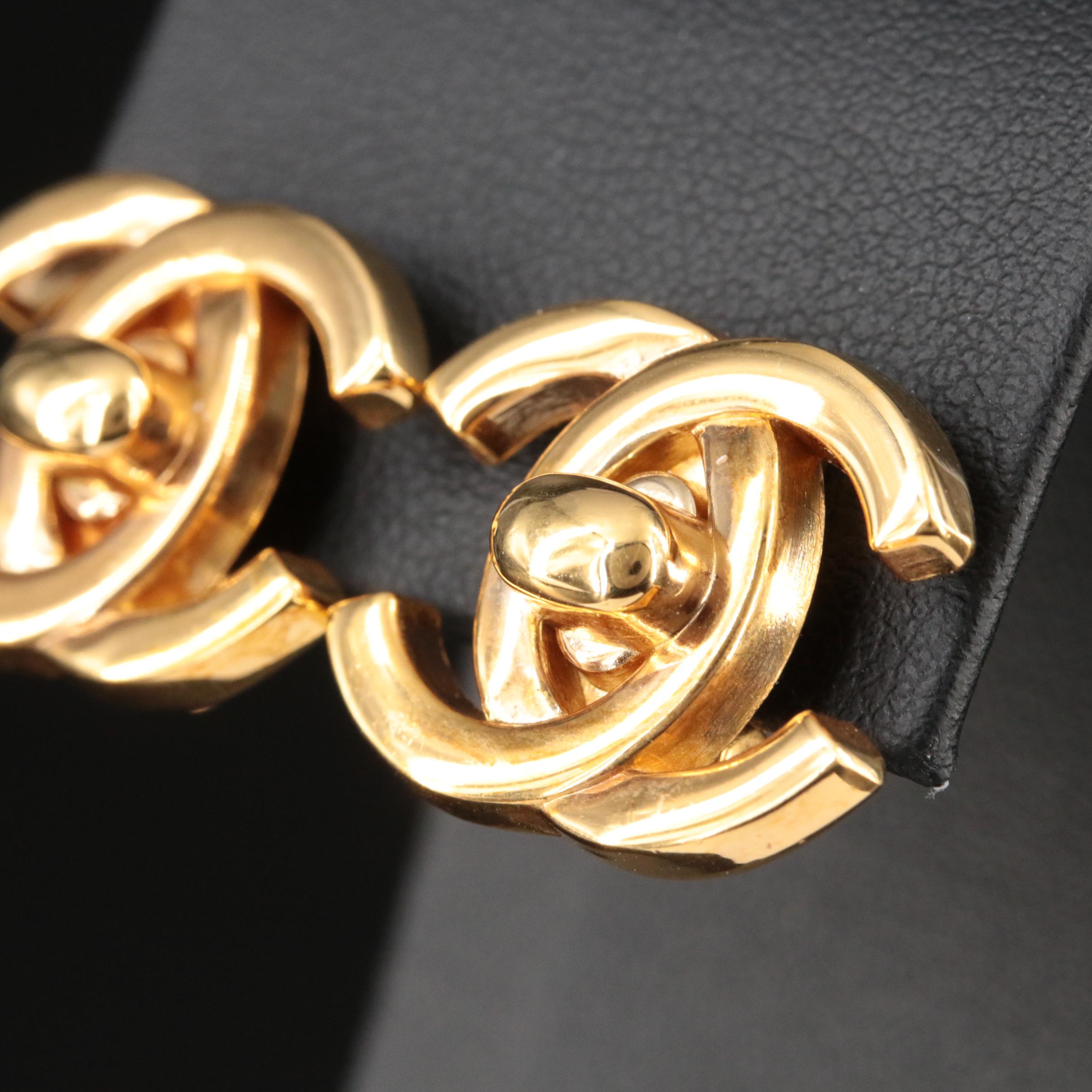 Vintage Chanel Turlock Double C Logo Earrings