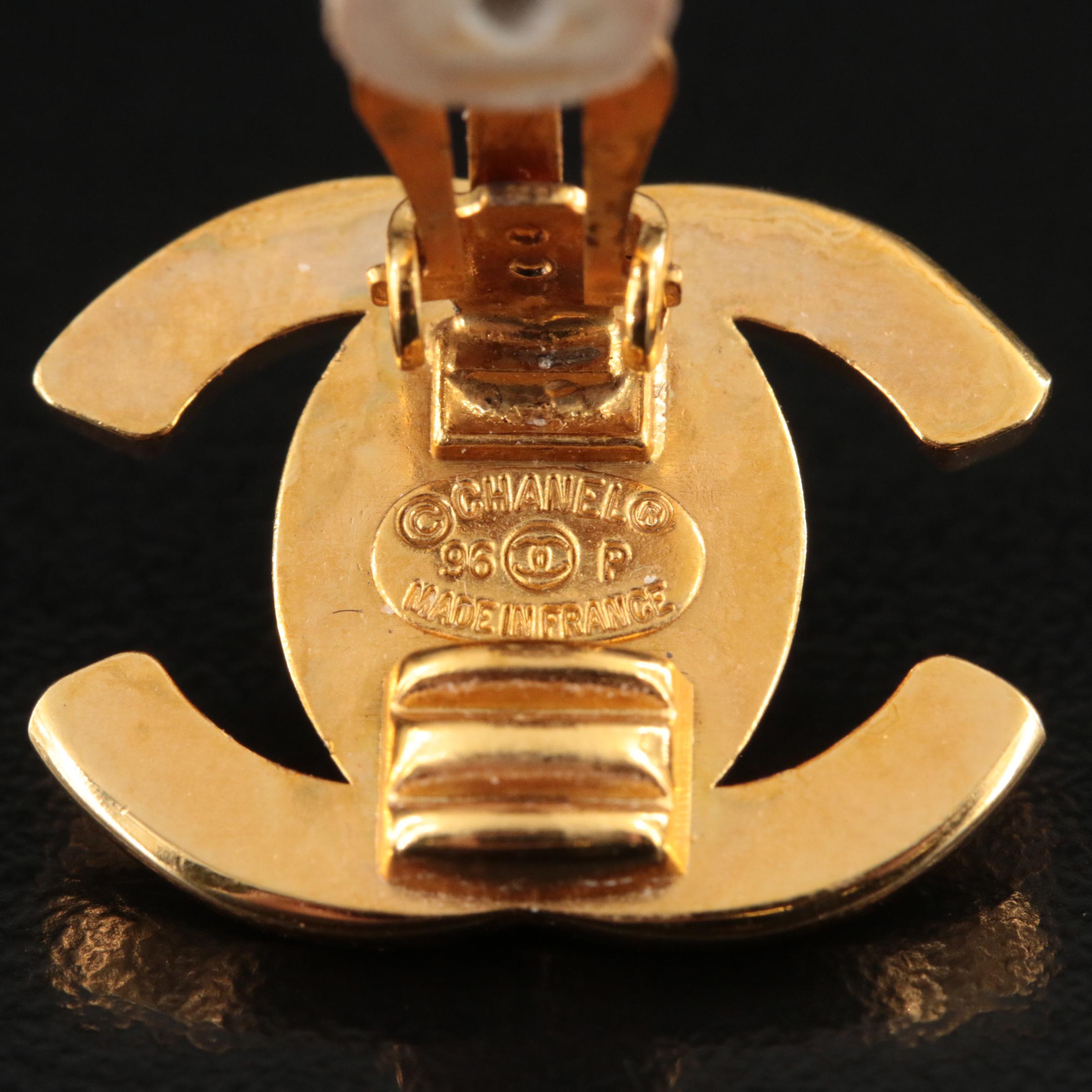 Vintage Chanel Turlock Double C Logo Earrings