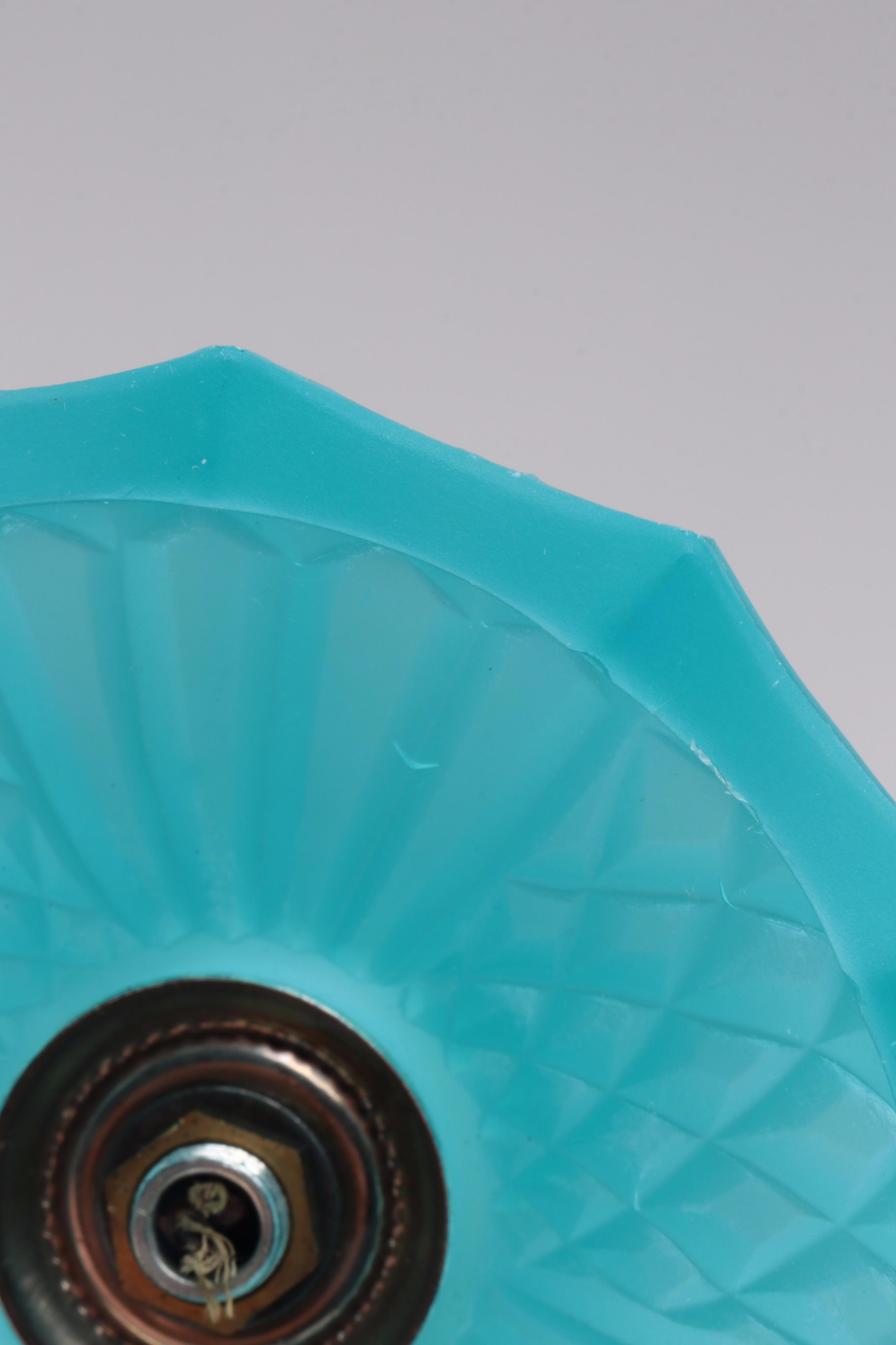 Art Deco Blue Satin Glass Torpedo Boudoir Lamp Pair