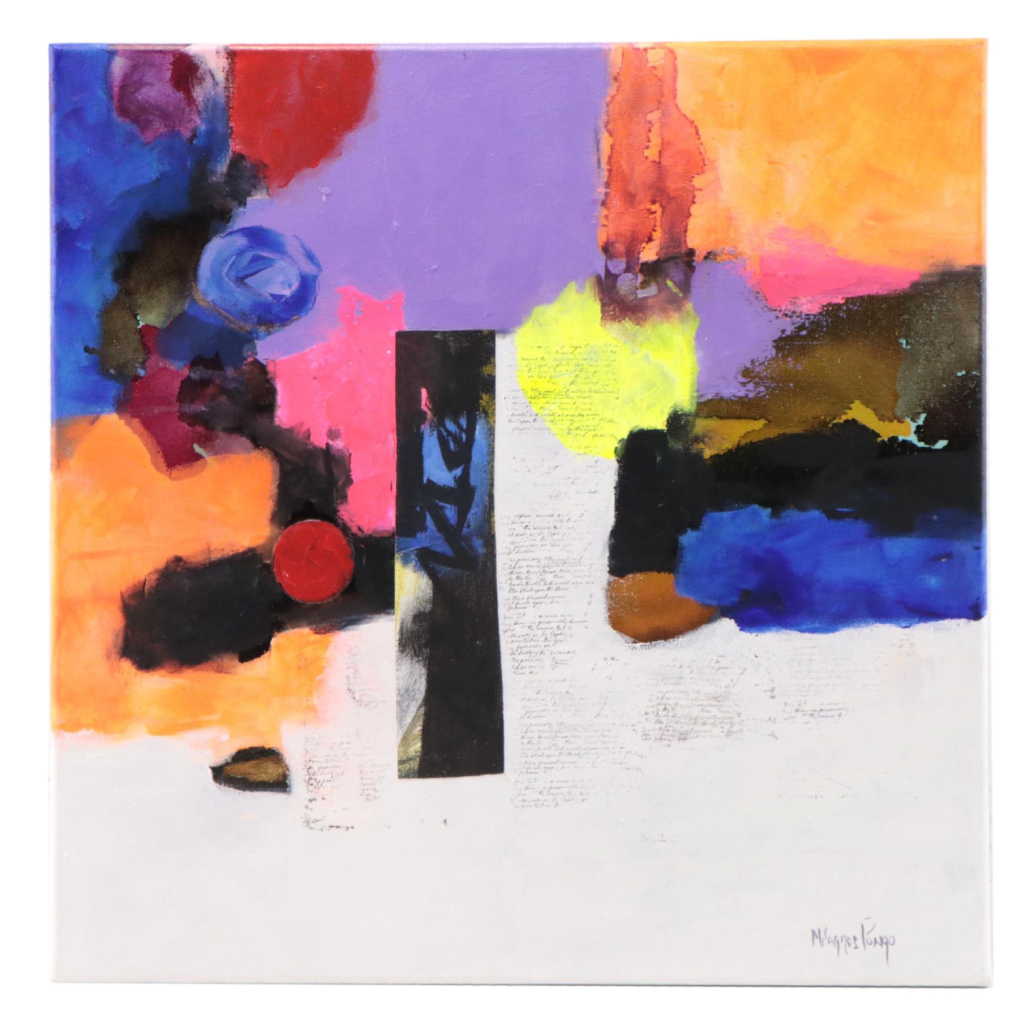 Milagros Pongo Abstract Mixed Media Painting "History," 21st Century