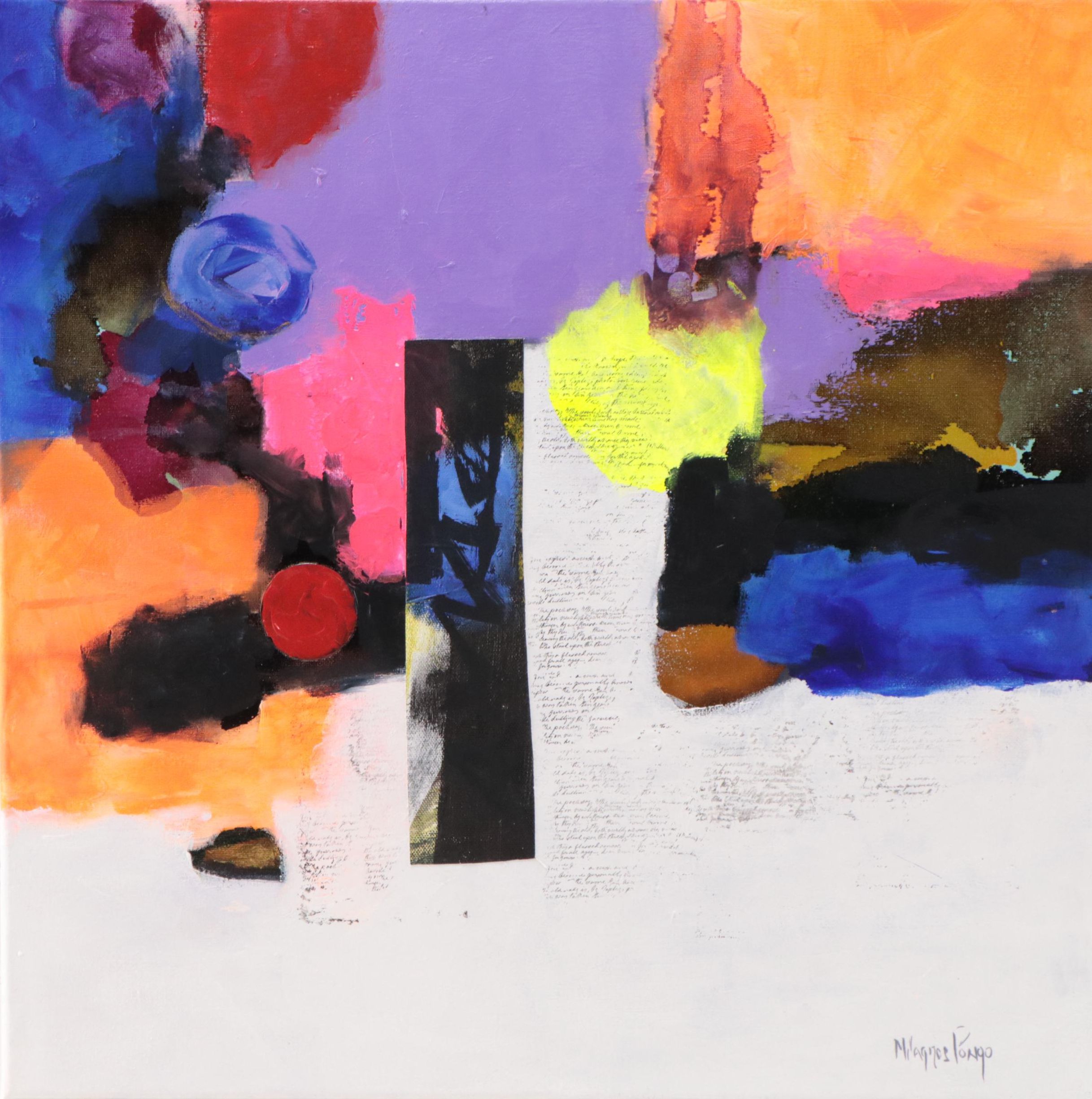 Milagros Pongo Abstract Mixed Media Painting "History," 21st Century