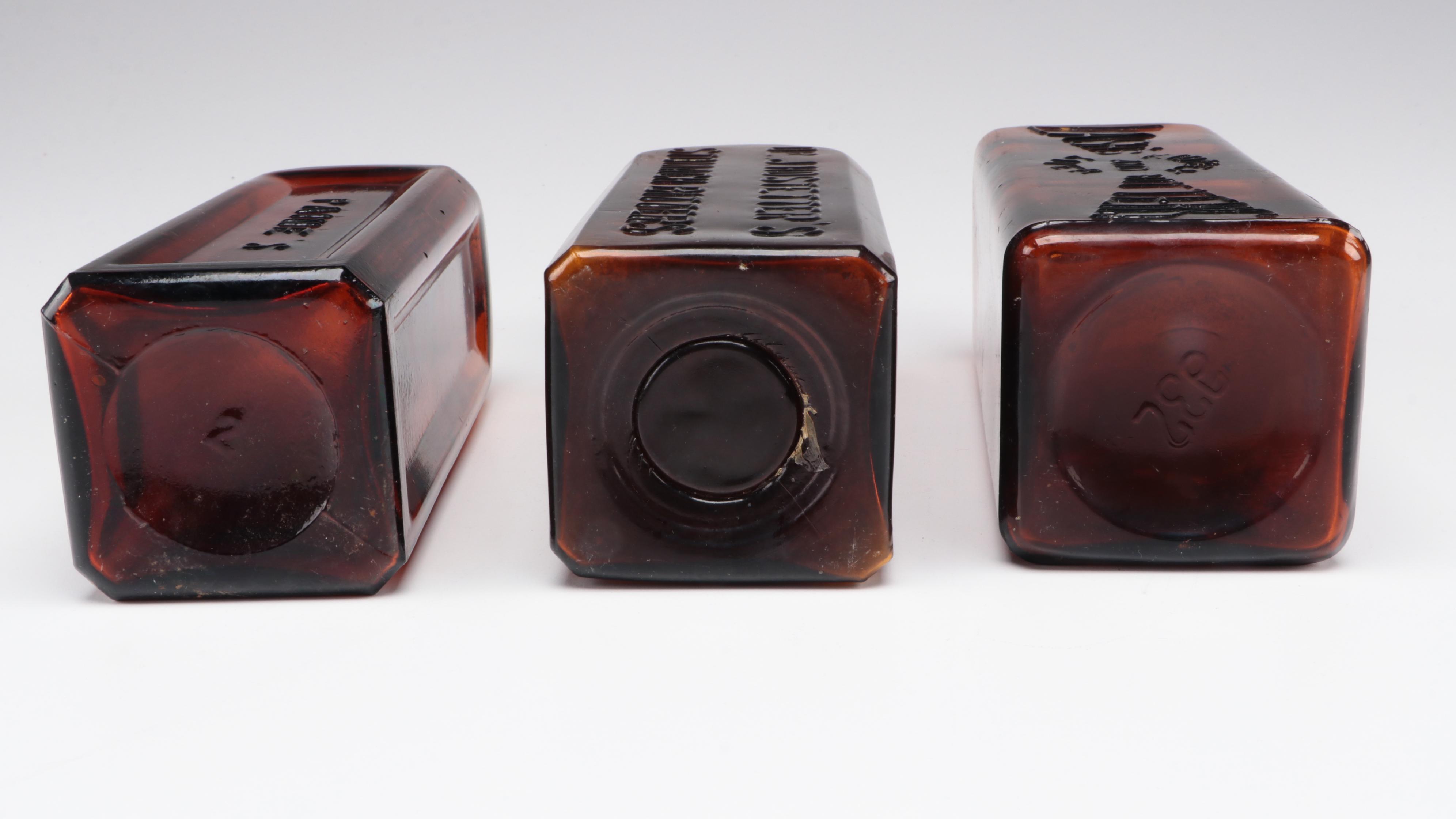 Lash's Kidney and Liver Bitters and Other Amber Glass Medicine Bottles