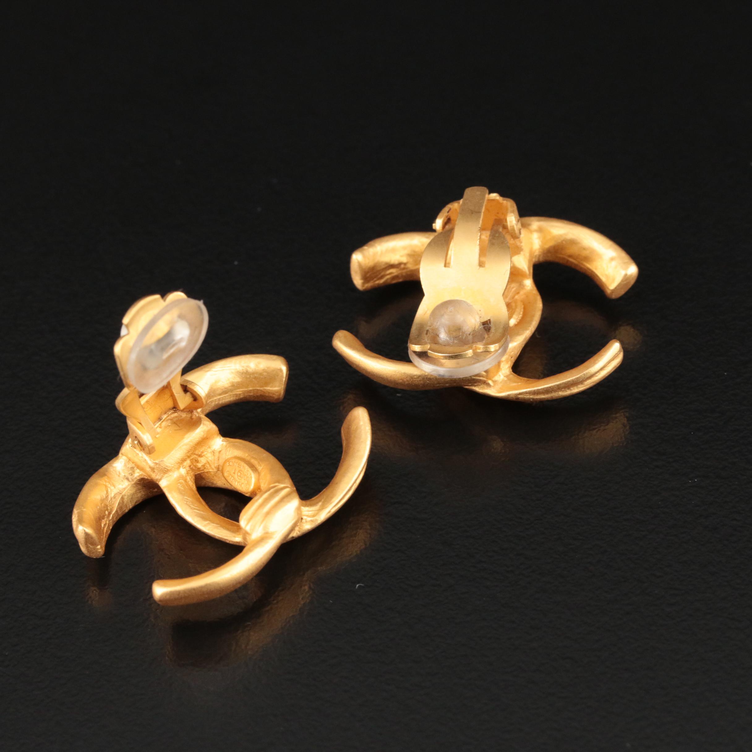 Chanel Double C Logo Earrings