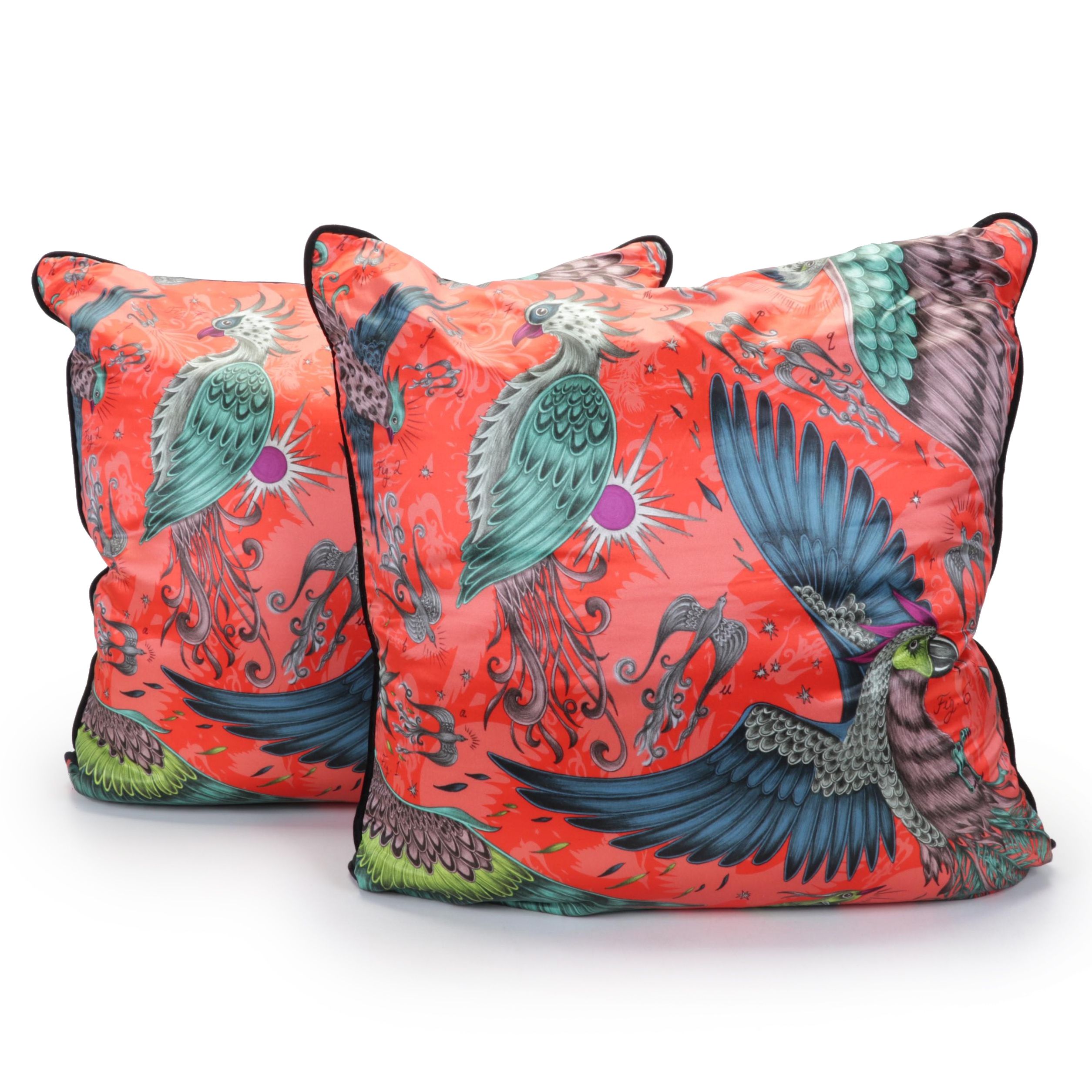 Emma Shipley Silk and Velvet "Phoenix" Throw Pillows