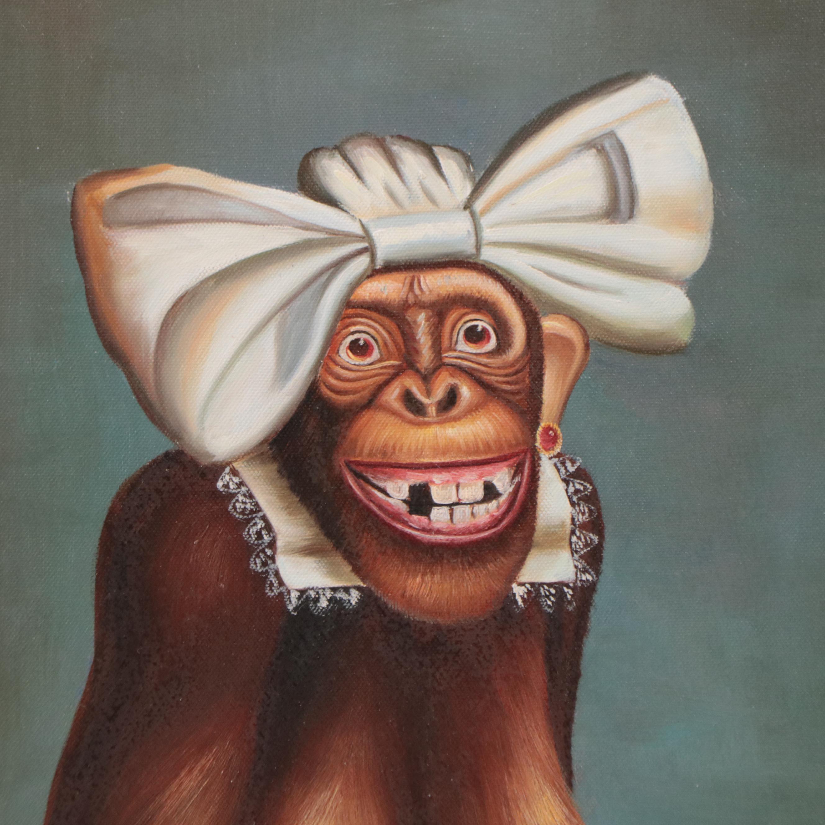 Oil Painting After Donald Roller Wilson of Monkey, 21st Century