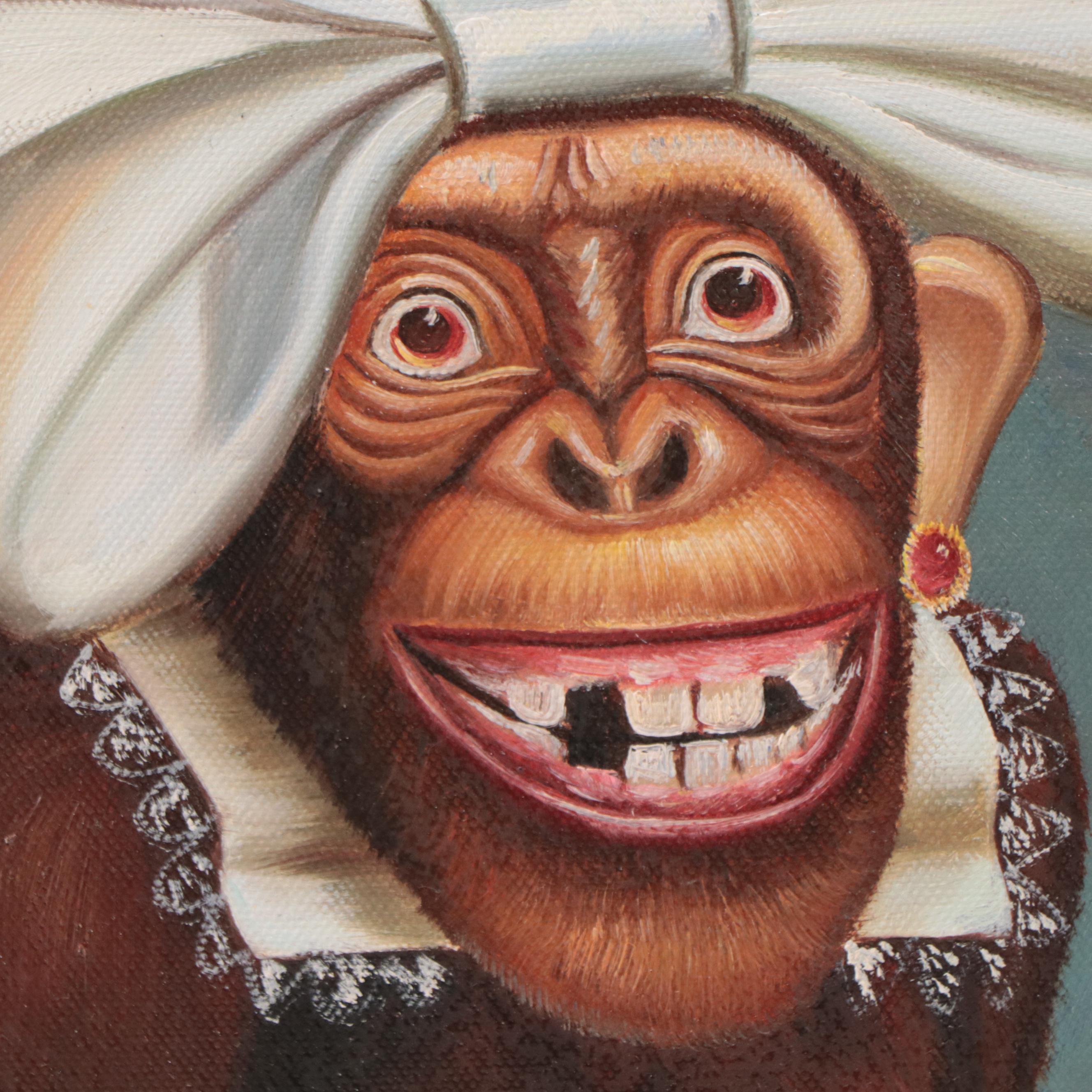 Oil Painting After Donald Roller Wilson of Monkey, 21st Century