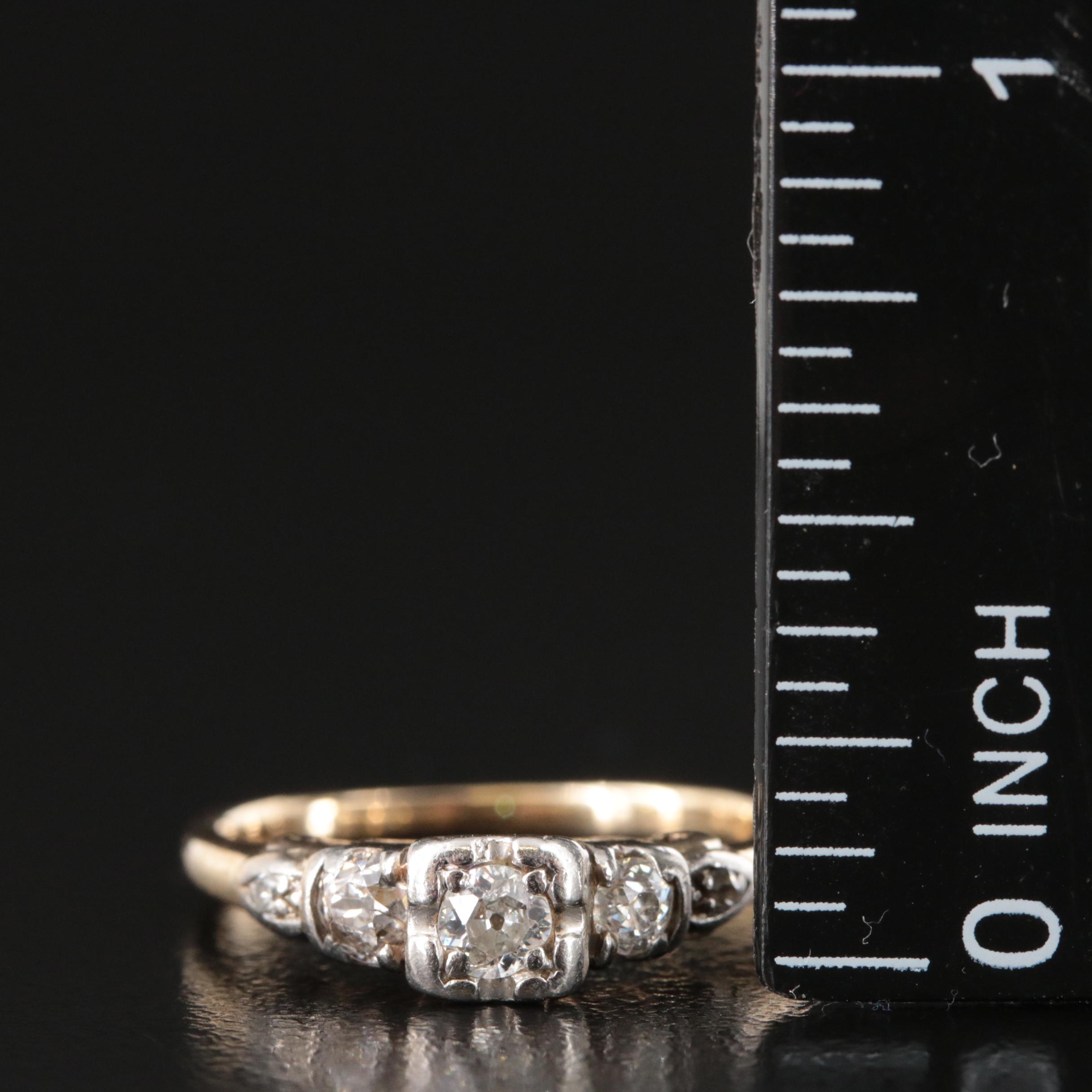Antique 14K 0.44 CTW Diamond Ring with Palladium Accents