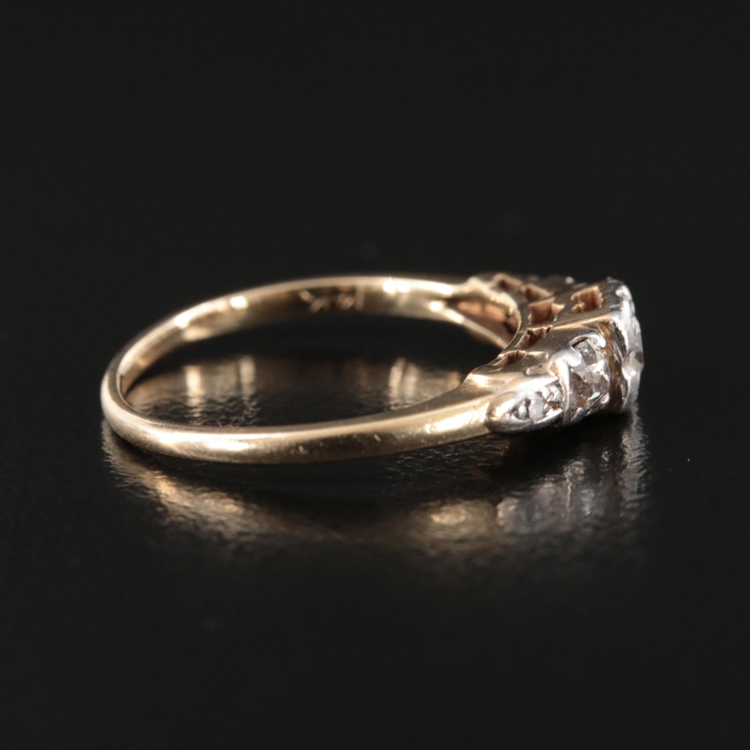 Antique 14K 0.44 CTW Diamond Ring with Palladium Accents