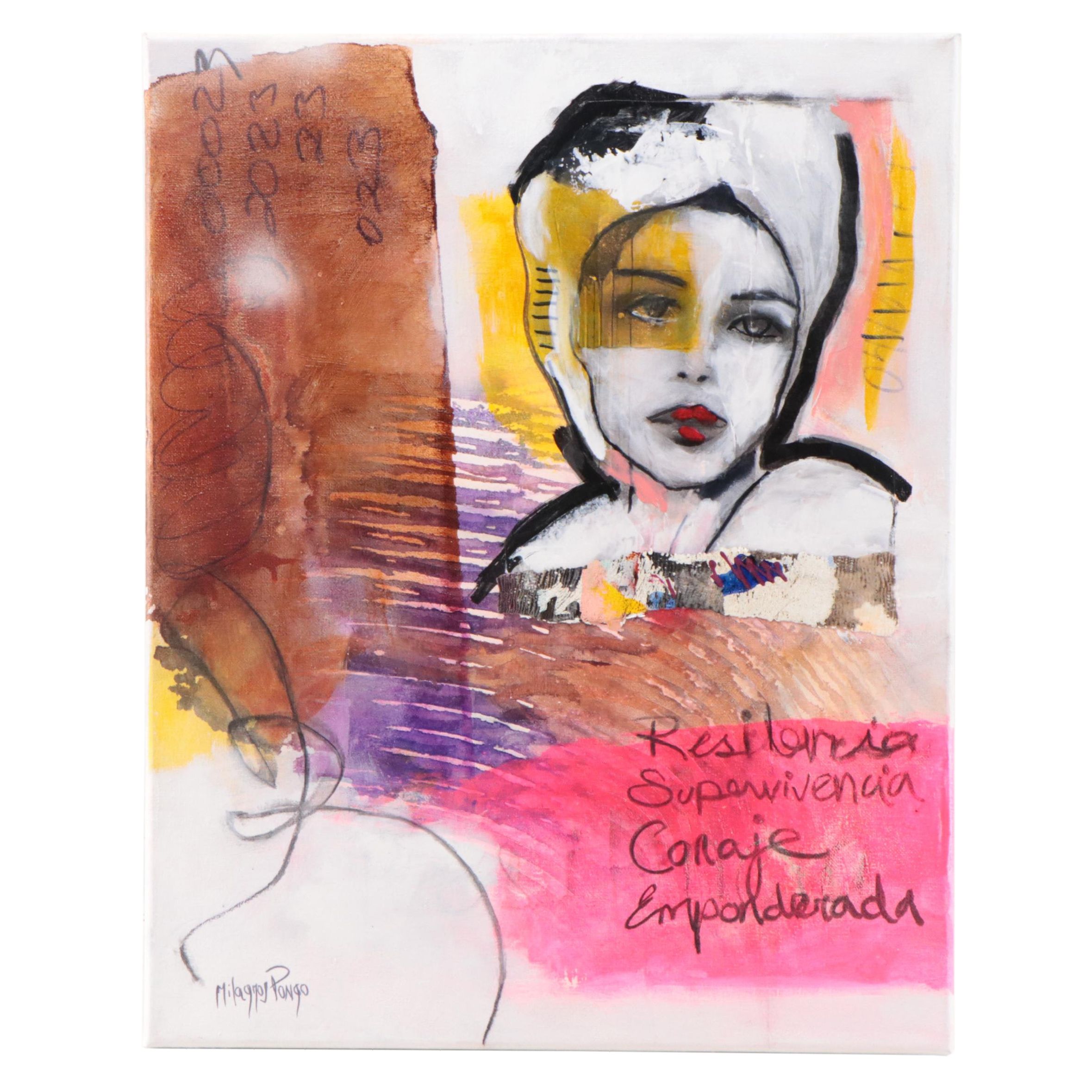 Milagros Pongo International Women's Day Mixed Media Painting "Emma"